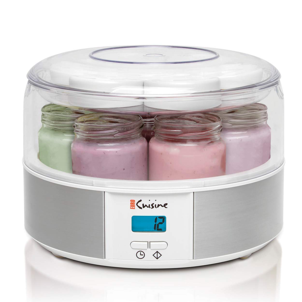 Euro Cuisine Yogurt Maker - Ymx650 Automatic Digital Yogurt Maker Machine With Set Temperature - Includes 7-6 Oz. Reusable Glass