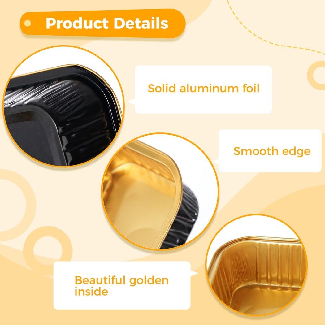 Homaisson 100 Pcs Aluminum Foil Cups, 5Oz Dessert Cups With Lids, Cupcake Liners Foil Baking Cup, Disposable Ramekins Muffin Ind