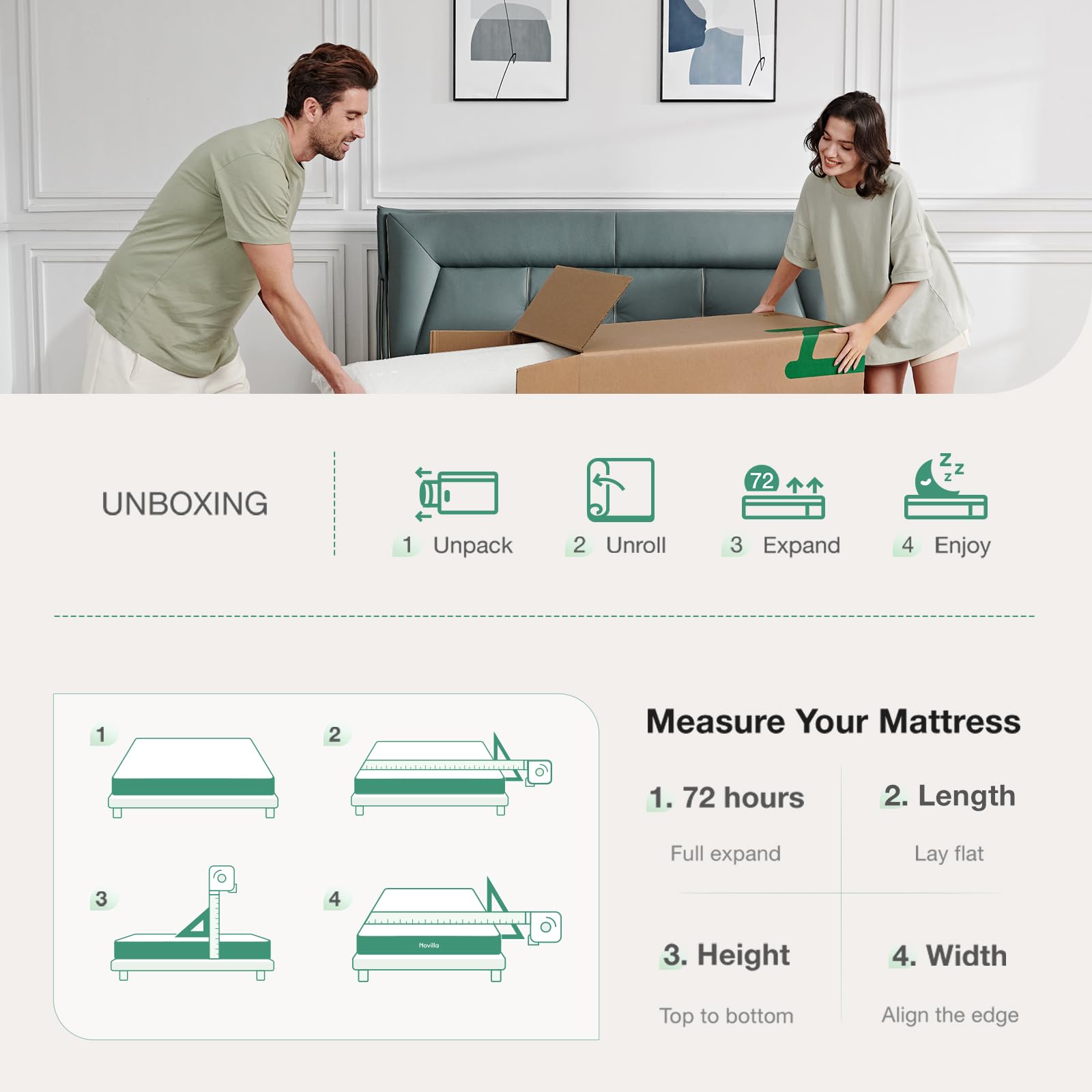 Novilla Full Mattress, 6 Inch Foam Mattress, Double Side Sleep Full Size Mattress With Breathable Fabric Cover For Back & Side S