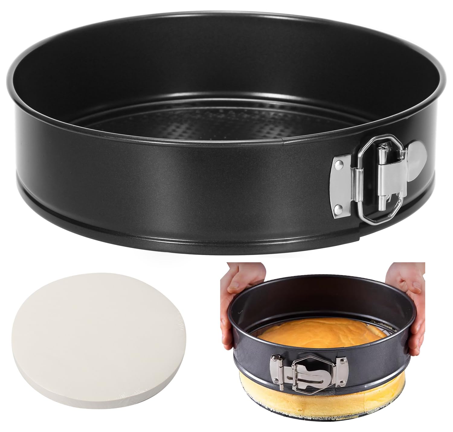 Tellshun 10 Inch Springform Pan Tin With 50Pcs Parchment Paper Nonstick Baking Mold Round Leakproof Removable Bottom Bakeware Fo