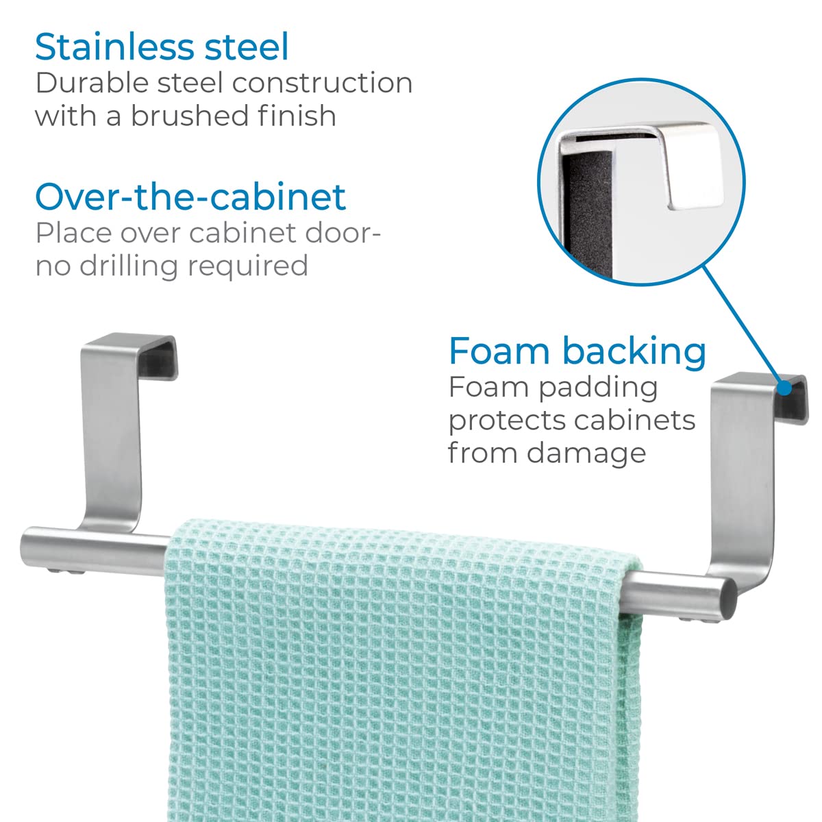 Idesign Forma Metal Over The Cabinet Towel Rack For Bathroom And Kitchen, 9.25'' X 2.5'' X 2.5'', Brushed Stainless Steel