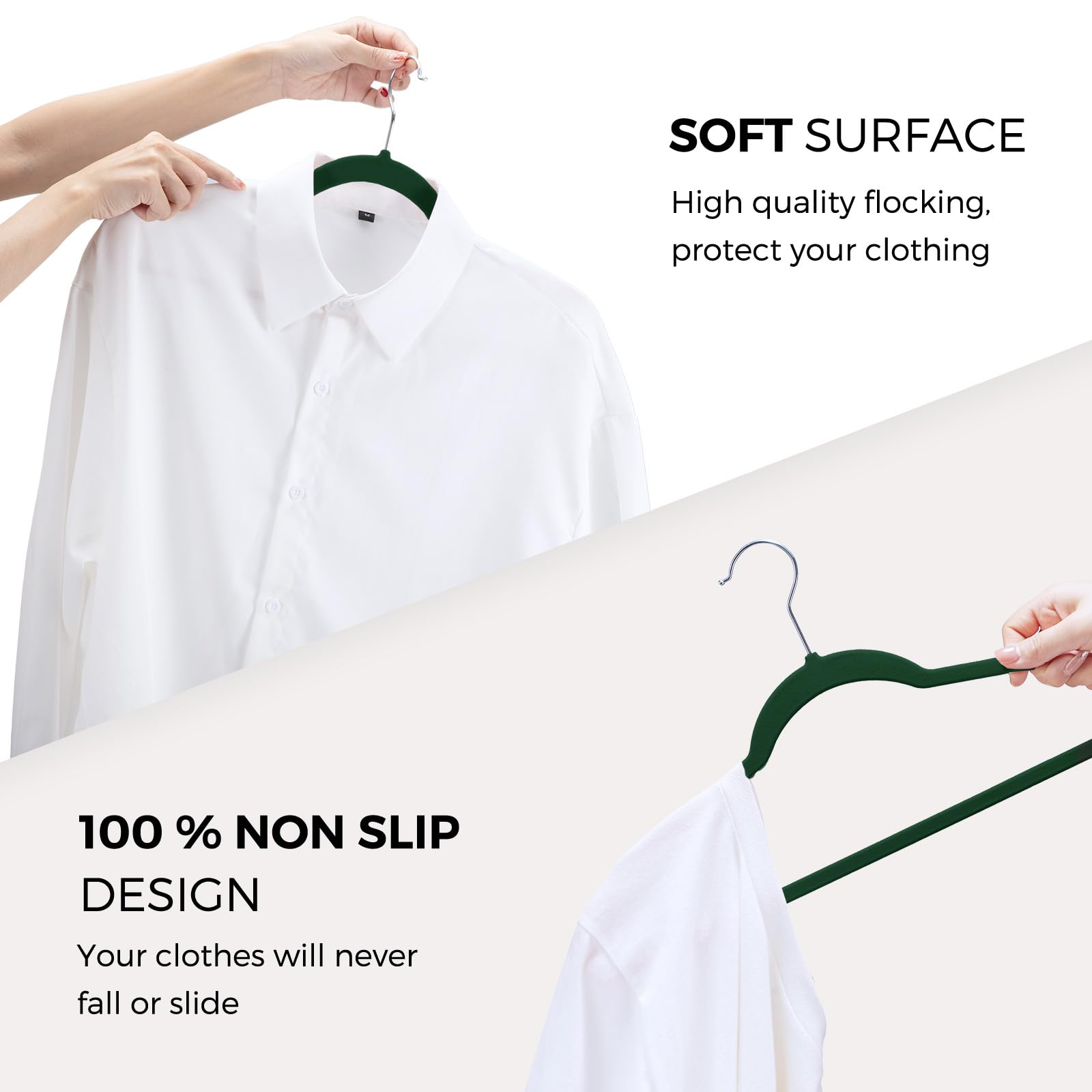 House Day Premium Velvet Hangers 50 Pack, Non-Slip Slim Flocked Felt Hangers, Durable & Sturdy Clothes Hangers | Heavy Duty Coat