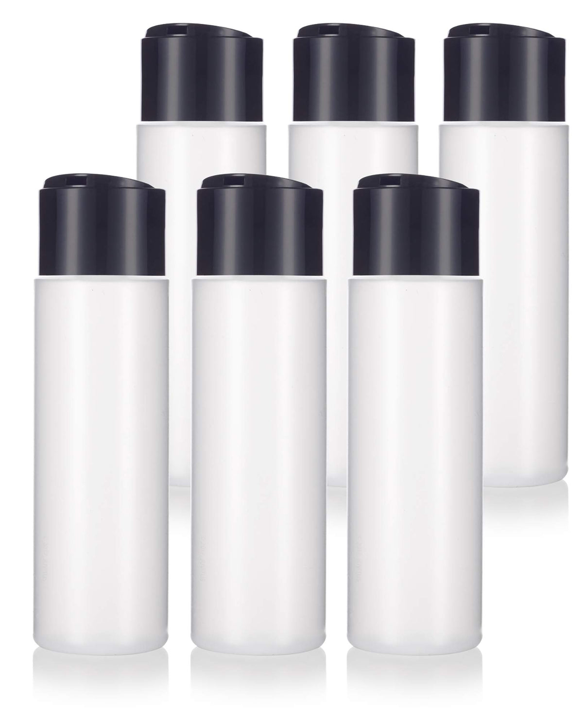 Juvitus 8 Oz / 250 Ml Professional Natural Clear Refillable Plastic Squeeze (Bpa Free) Bottle With Wide Black Disc Cap Lid (6 Pa