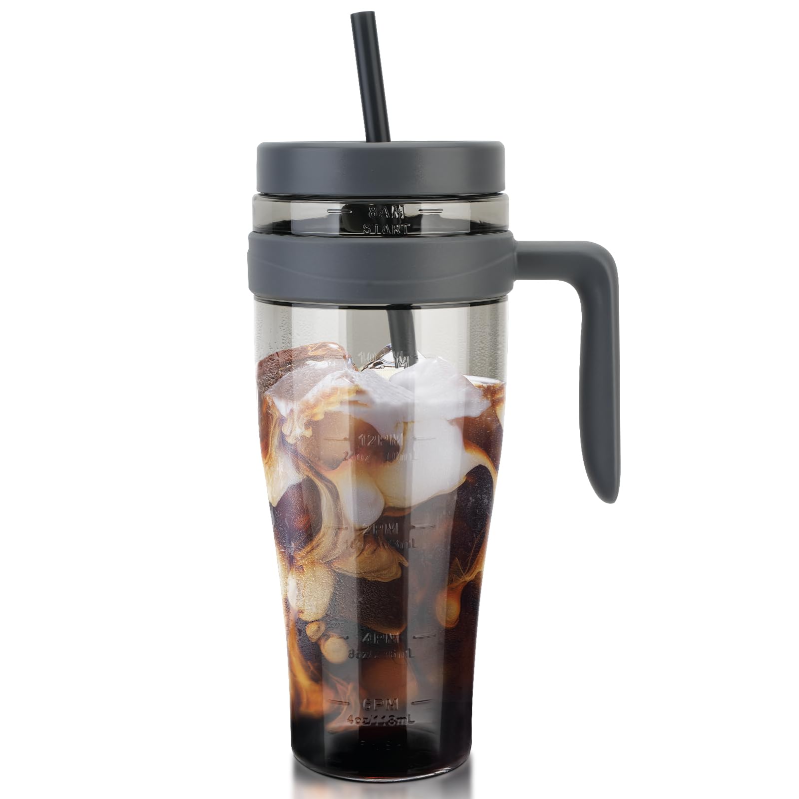 Hydraful 50 oz Tritan Plastic Tumbler with Lid and Straw and Handle - 100% Leak-Proof - Perfect for Iced Coffee, Smoothies, and 