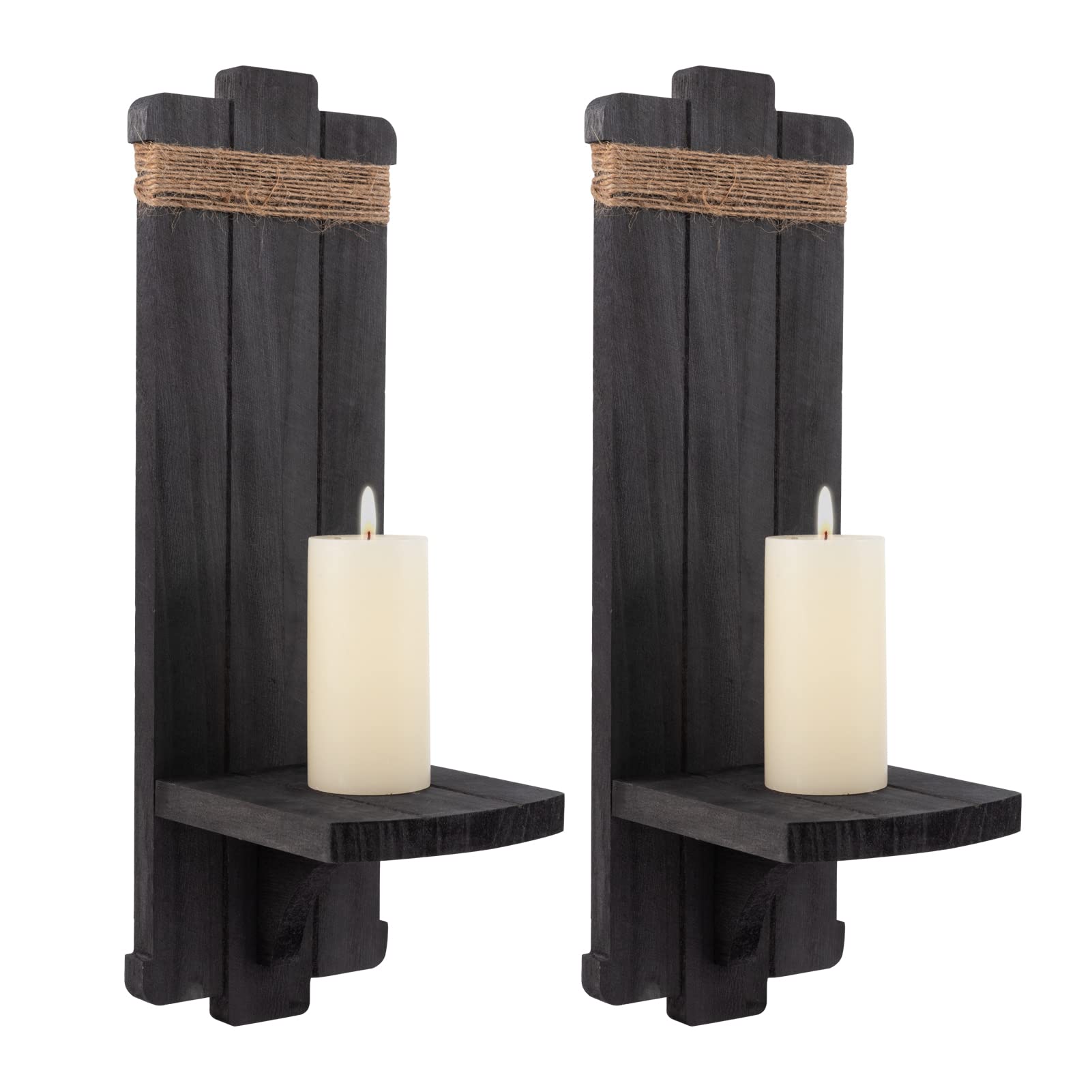 2Pcs Gothic Style Wall Mount Rustic Candle Holders- Farmhouse Wall Mounted Wooden Candle Holders for Flower Vase- Handmade Hangi