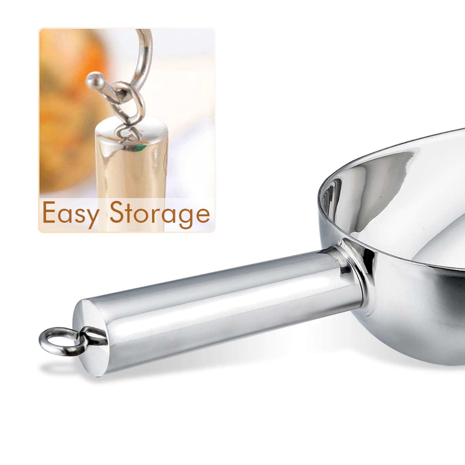 Food Ice Scoop, 24 Ounce Big Stainless Steel Scoop, P&P Chef Metal Candy Popcorn Flour Utility Scoop For Wedding Party Bar Kitch