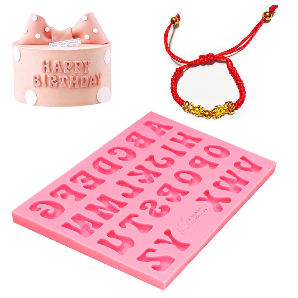 Fondant Mold Silicone Mini A-Z 26 English Letters Mold Cake Mold Baking Cake Decoration Cupcake Topper Tools Alphabet Pink Handm