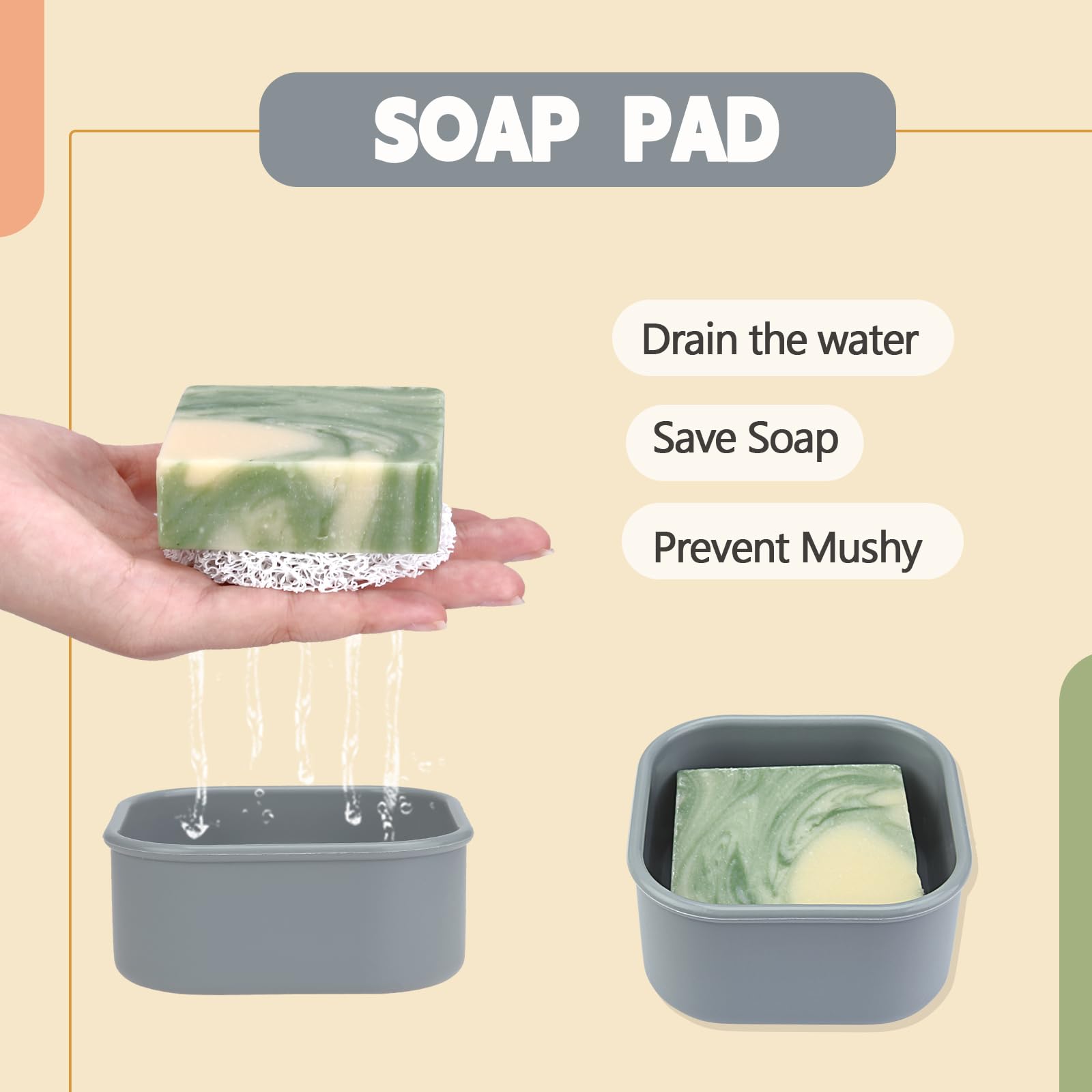Square Travel Soap Case, Bar Soap Holder For Dr Squatch, Silicone Soap Case With Soap Saver, Portable Shampoo Bar Soap Box For S