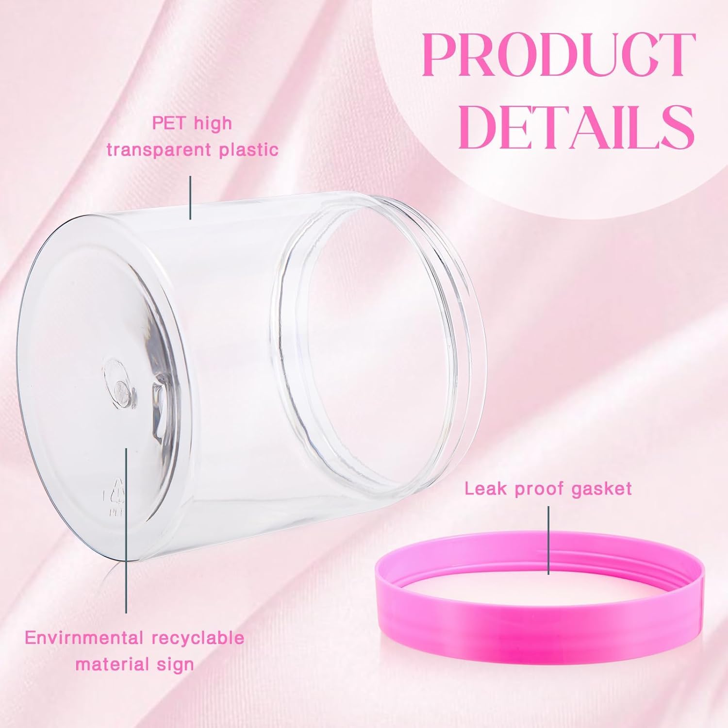 Satinior 12 Pack 16 Oz Plastic Container Jars With Lids Round Clear Travel Cosmetic Container Slime Jars For Toiletries, Lotion,