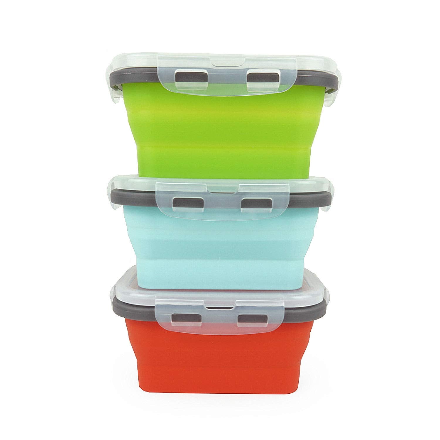 Ecomorning 3 Piece Silicone Food Storage Containers Collapsible Silicone Bowl With Airtight Silicone Lids, Collapsible Lunch Box