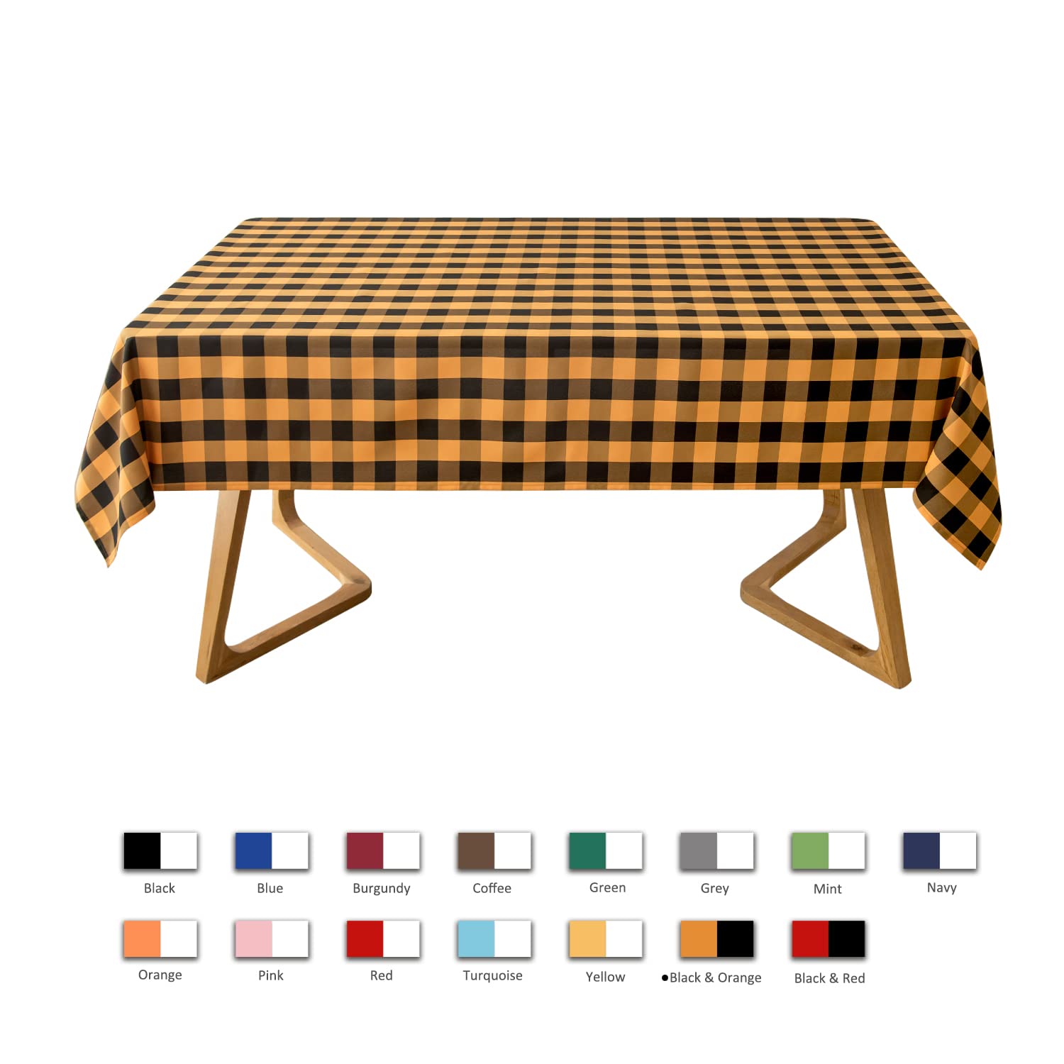 Maxmill Checkered Rectangular Tablecloth Water Resistance Antiwrinkle Spillproof Heavy Weight Soft Gingham Plaid Table Cloth For