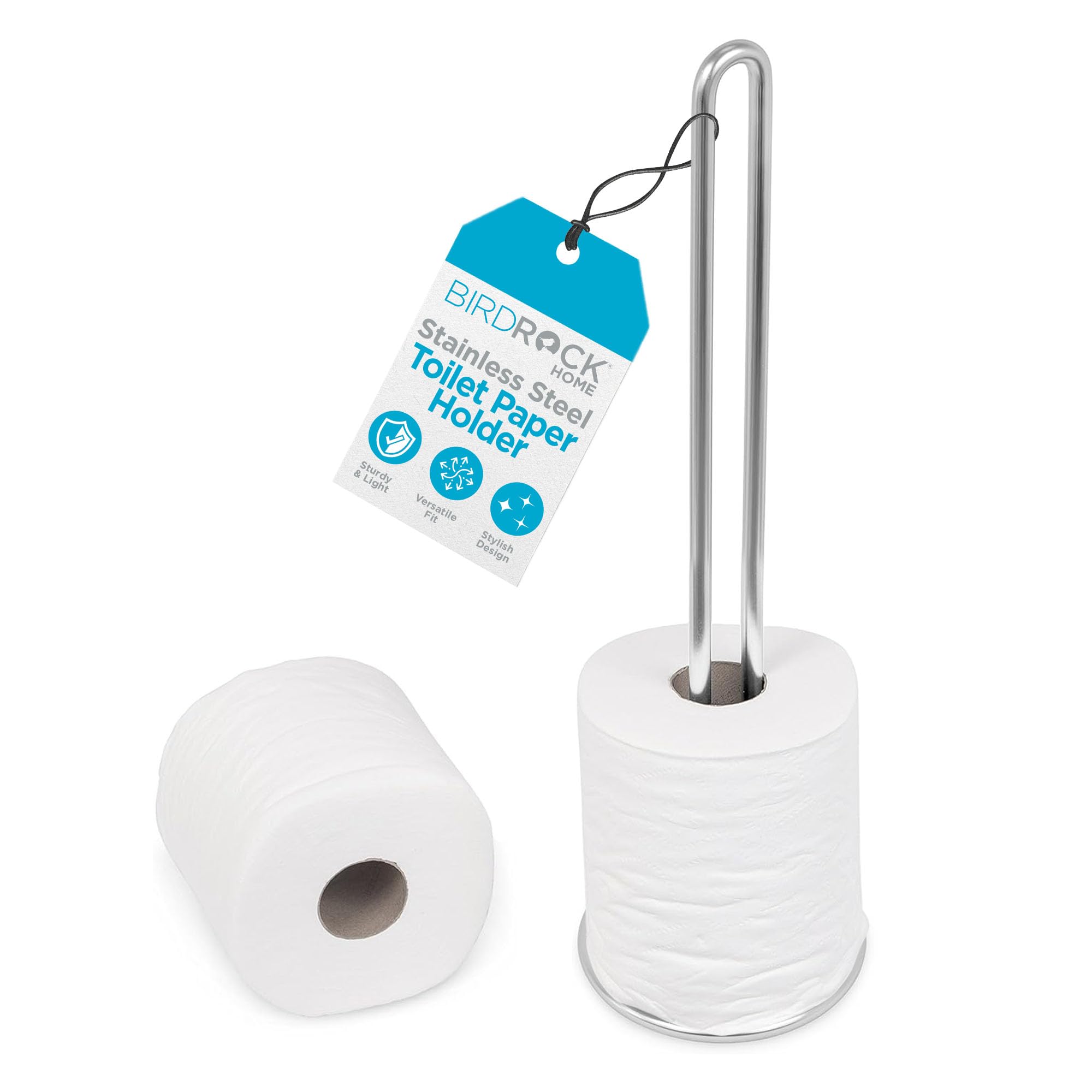 Internet'S Best Stainless Steel Toilet Paper Holder Reserve - Modern Vertical Stand Tissue Dispenser - Brushed Stainless Steel R