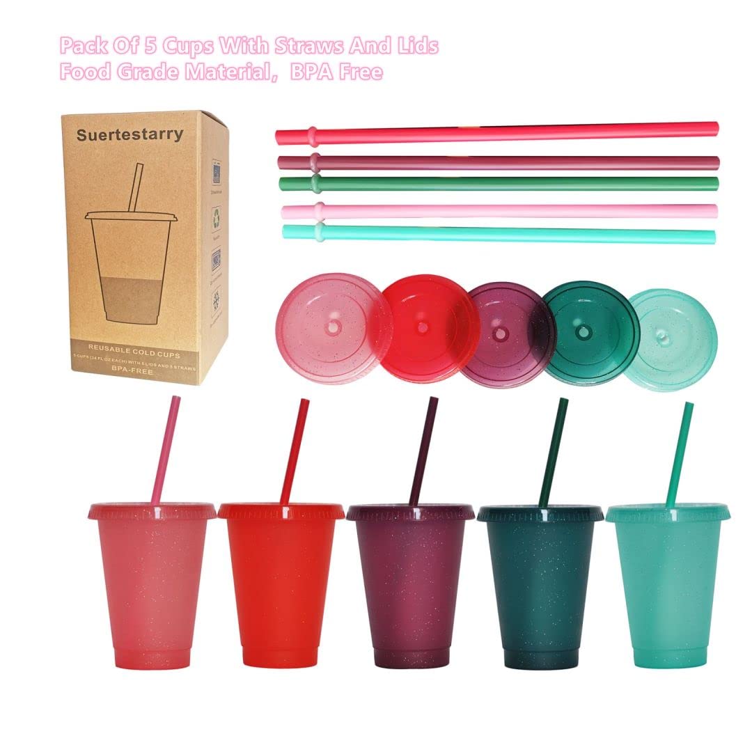 Suertestarry Tumbler With Straw And Lid,Water Bottle Iced Coffee Travel Mug Cup,Reusable Plastic Cups,Perfect For Parties,Birthd