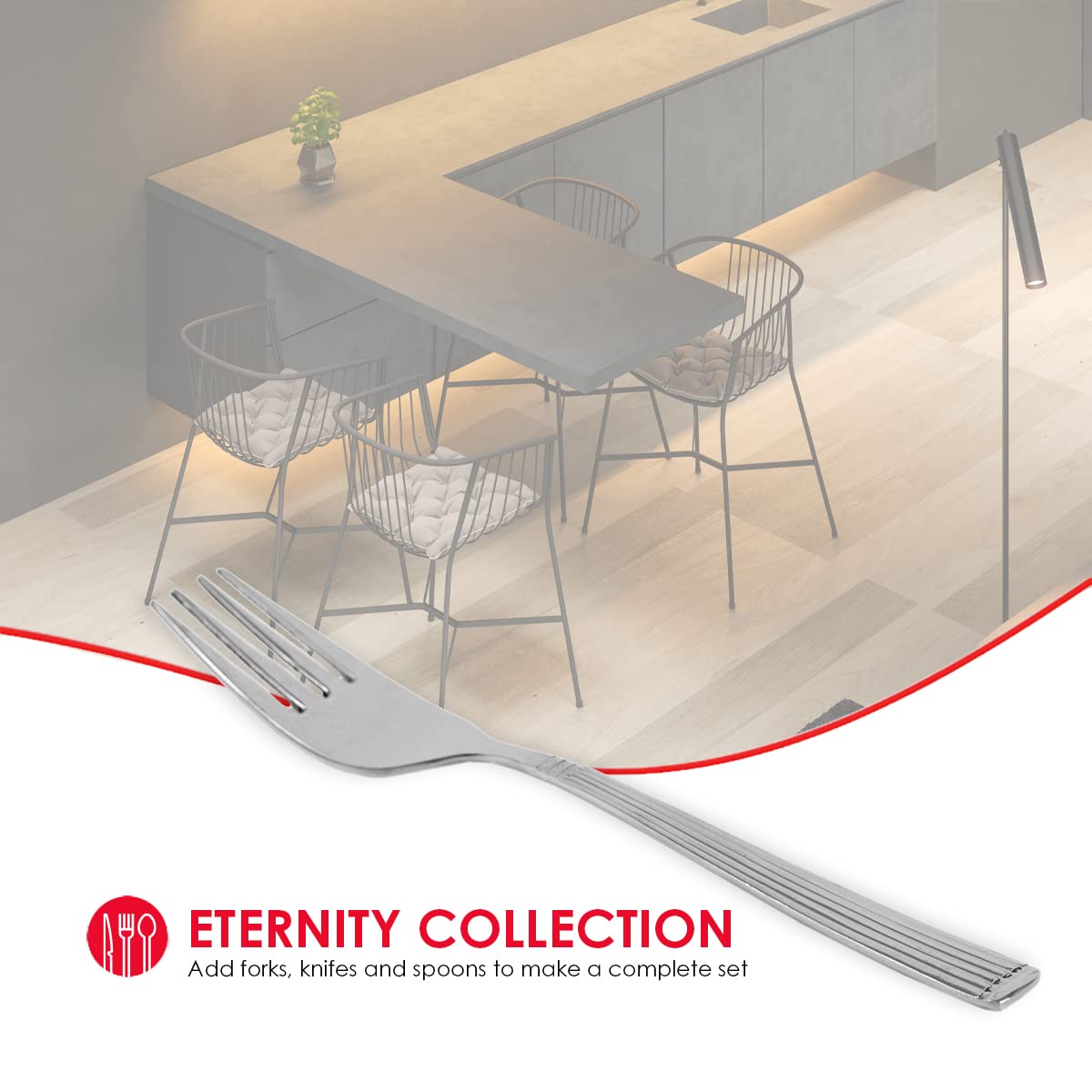 Home Basics Eternity Mirror Finish 4 Piece Stainless Steel Cutlery Flathware, Silver (Dinner Fork)