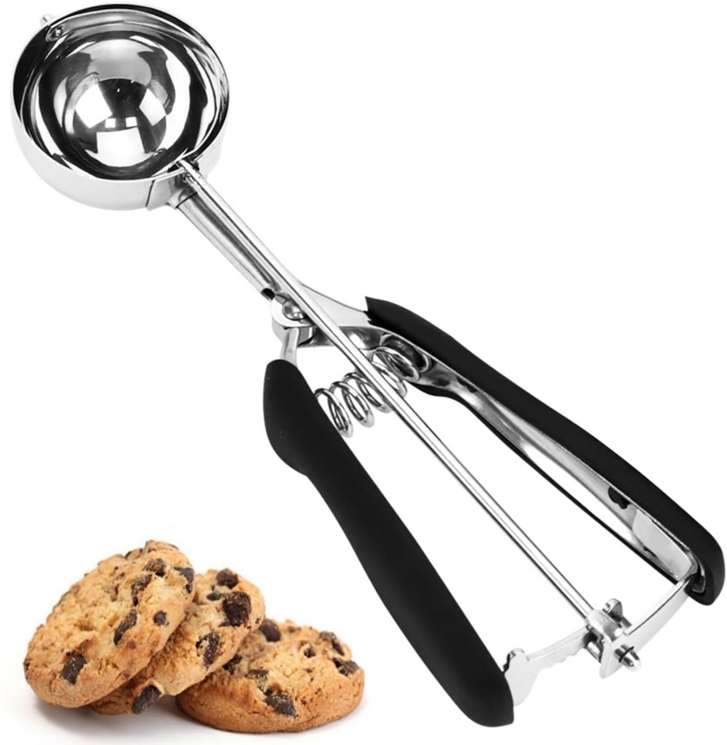 Cookie Scoop, Ice Cream Scoop, 3 Tbsp/ 45 ml/ 1.5 oz, 18/8 Stainless Steel Ice Cream Scooper with Trigger Release, Cupcake Scoop