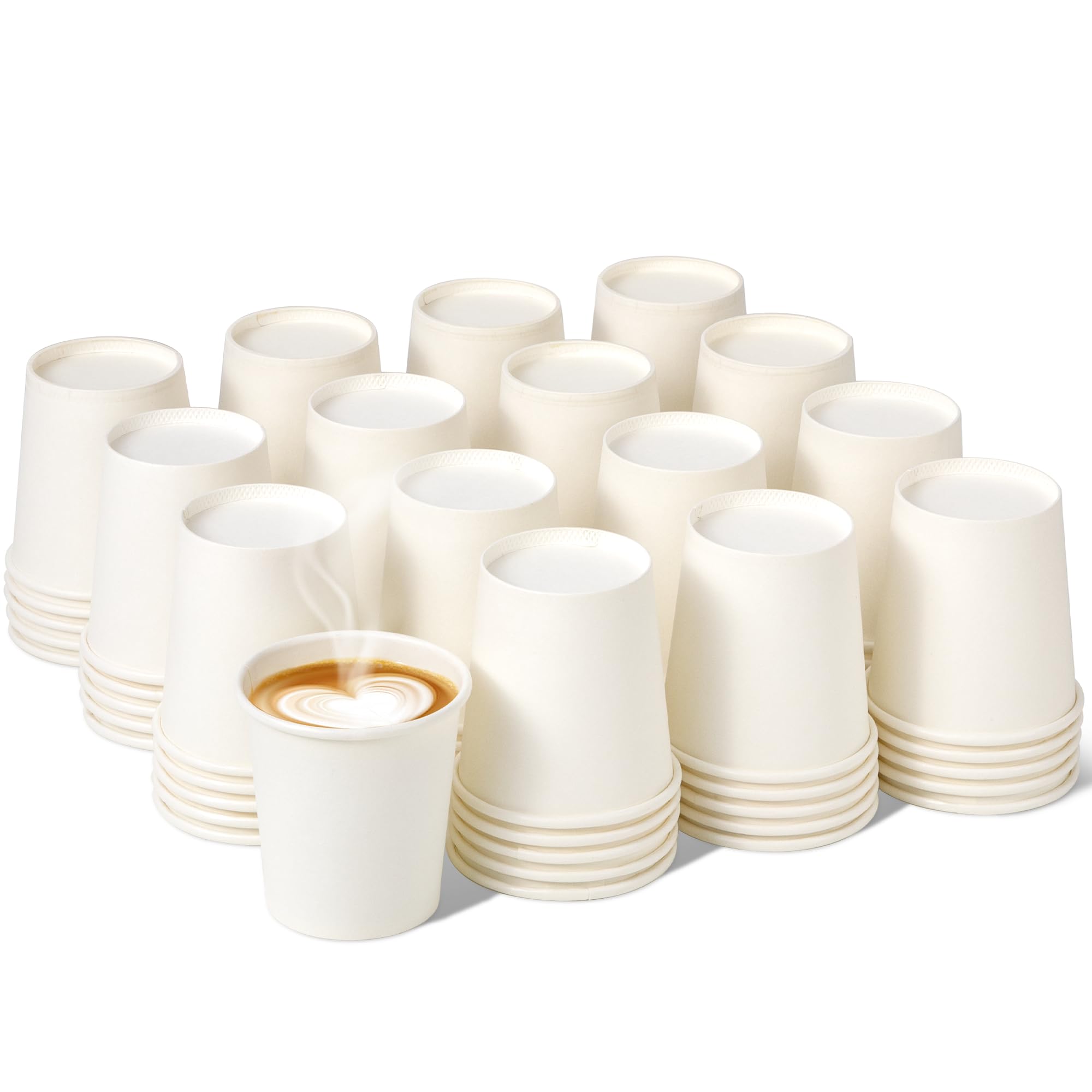 Fit Meal Prep 200 Pack 8 Oz Disposable Paper Coffee Cups, Premium White Hot Cups For Hot/Cold Beverage, Durable Thickened Paper