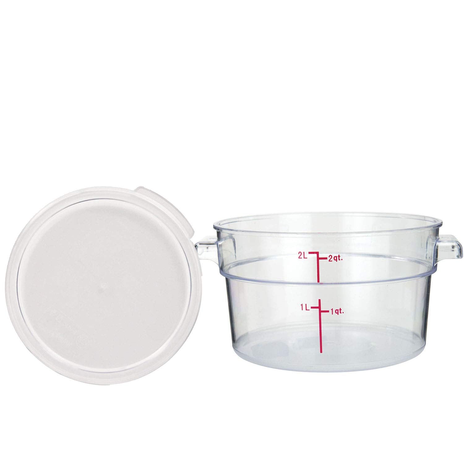Tiger Chef 2 Quart Commercial Grade Clear Food Storage Round Polycarbonate Containers With Clear Lids