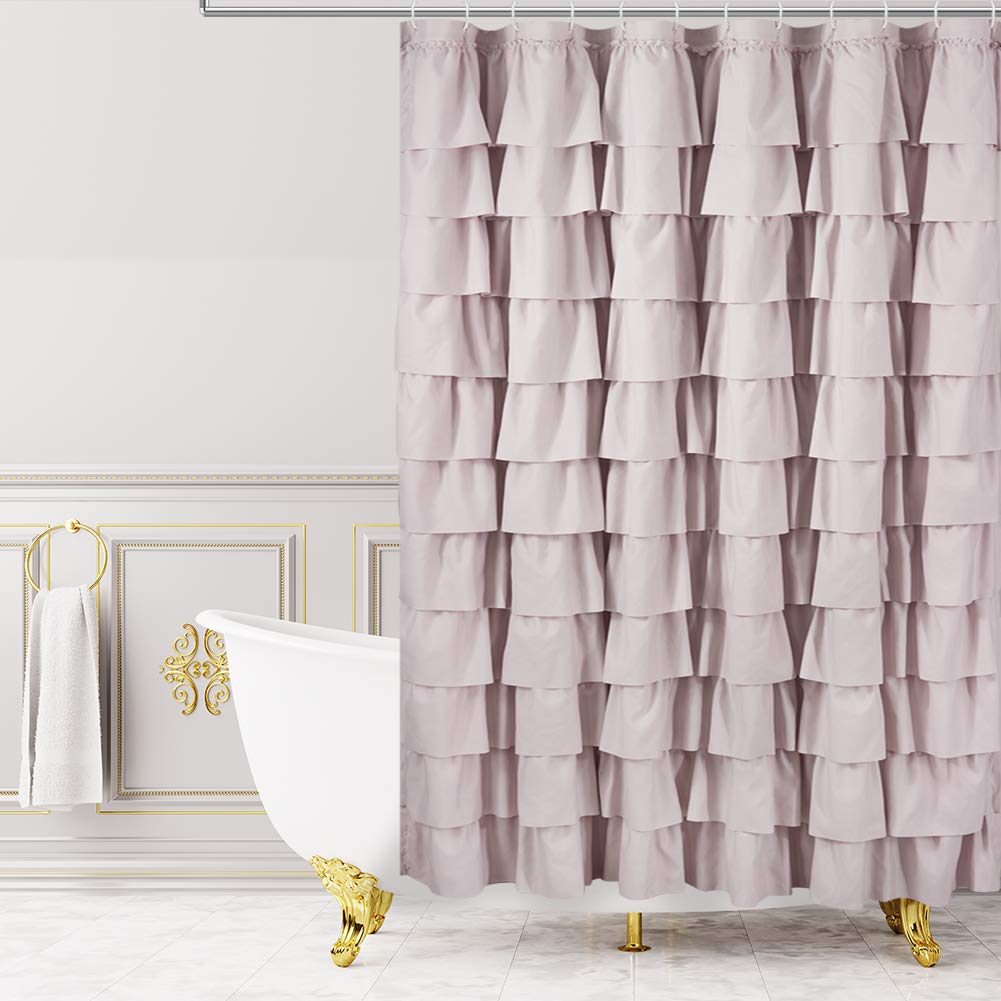 Westweir Light Purple Ruffle Shower Curtain For Bathroom 72 X 84