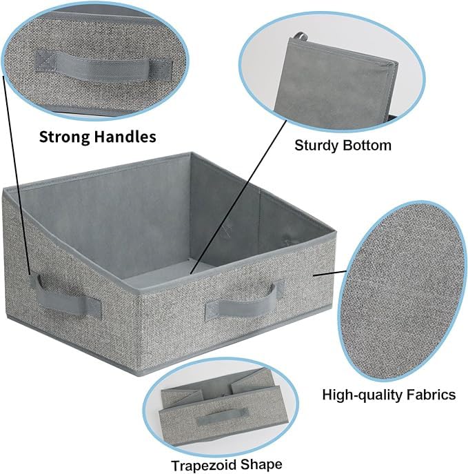 6 Pack Closet Storage Bins For Shelves, Shelf Baskets For Organization, Closet Organizers And Storage, Trapezoid Storage Bin Clo