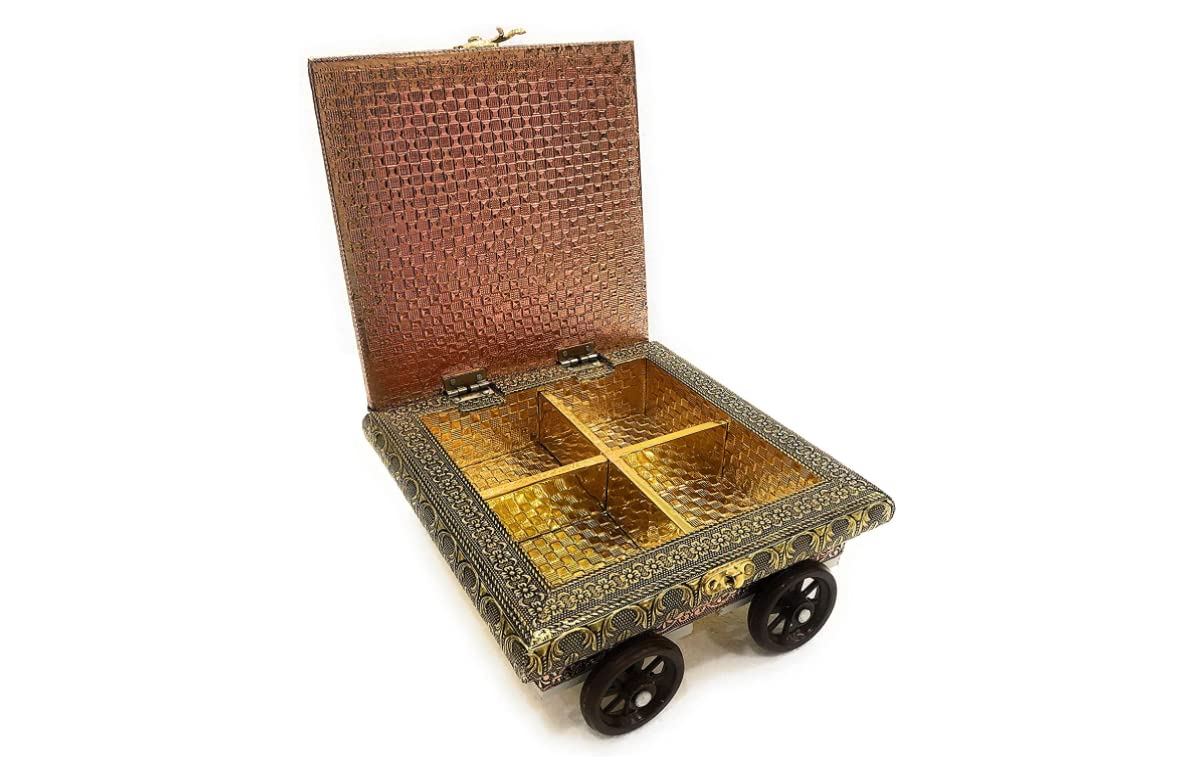 Handicrafts Decorative Empty Oxidized Wooden Dry Fruit Box/ Sweets Box/ Gift Box/ Mukhwash Box, Sopari Box/ Empty Box/ Wooden St