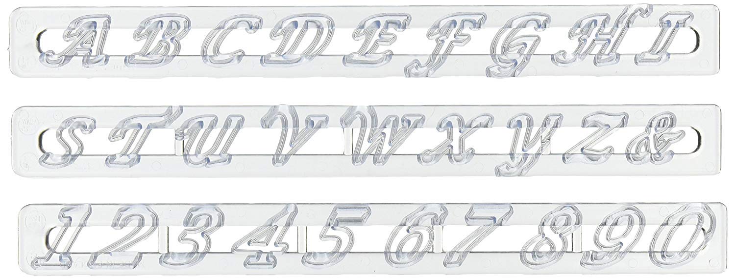 Fmm Upper Case Script Alphabet & Number Tappit Cutters Set