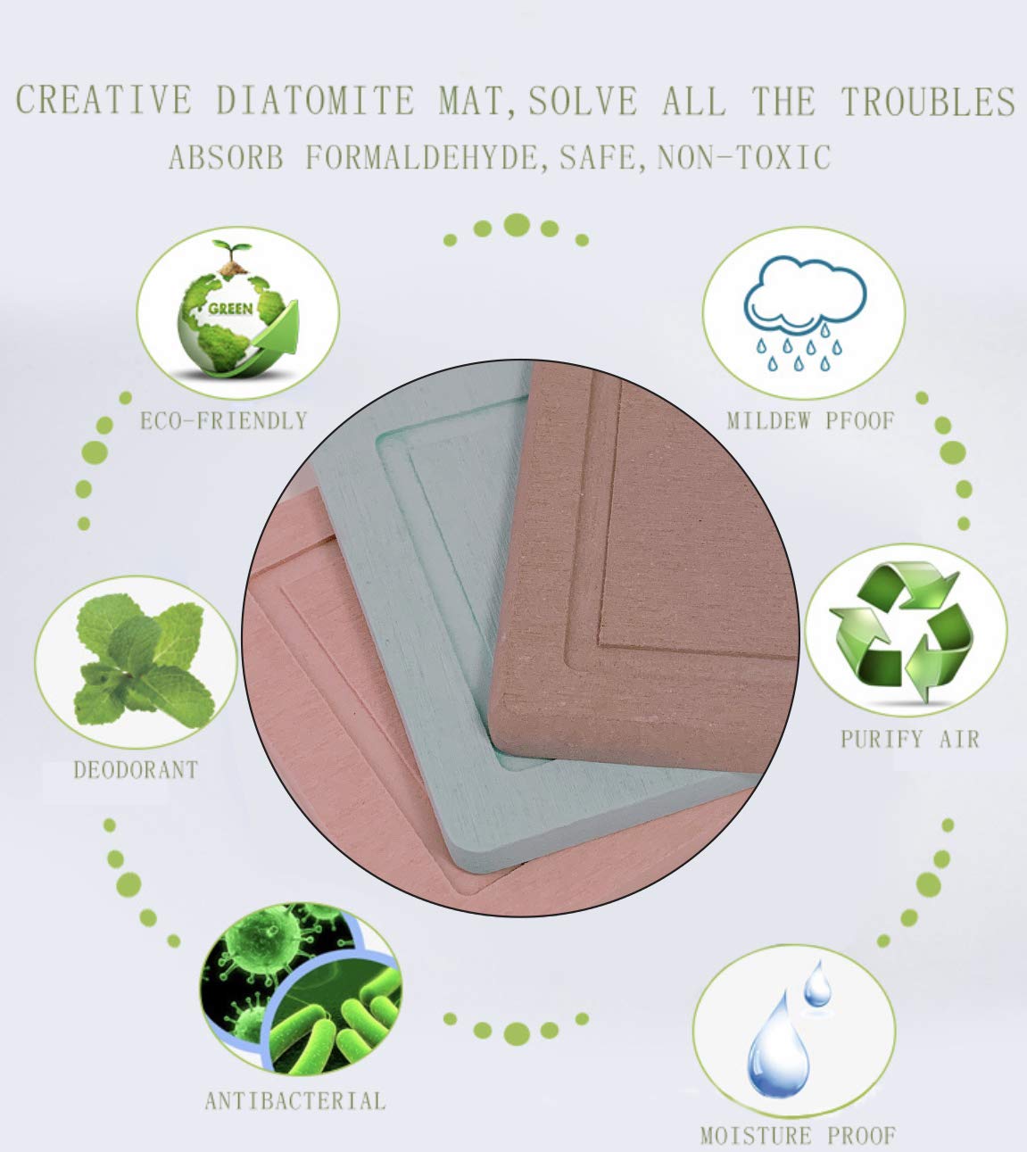 Sunny Eli Diatomite Cup Coaster Mat 2 Pack, Coasters For Drinks, Diatomite Cup Holder Mat, Coasters, Fast Water Absorbent Coaste