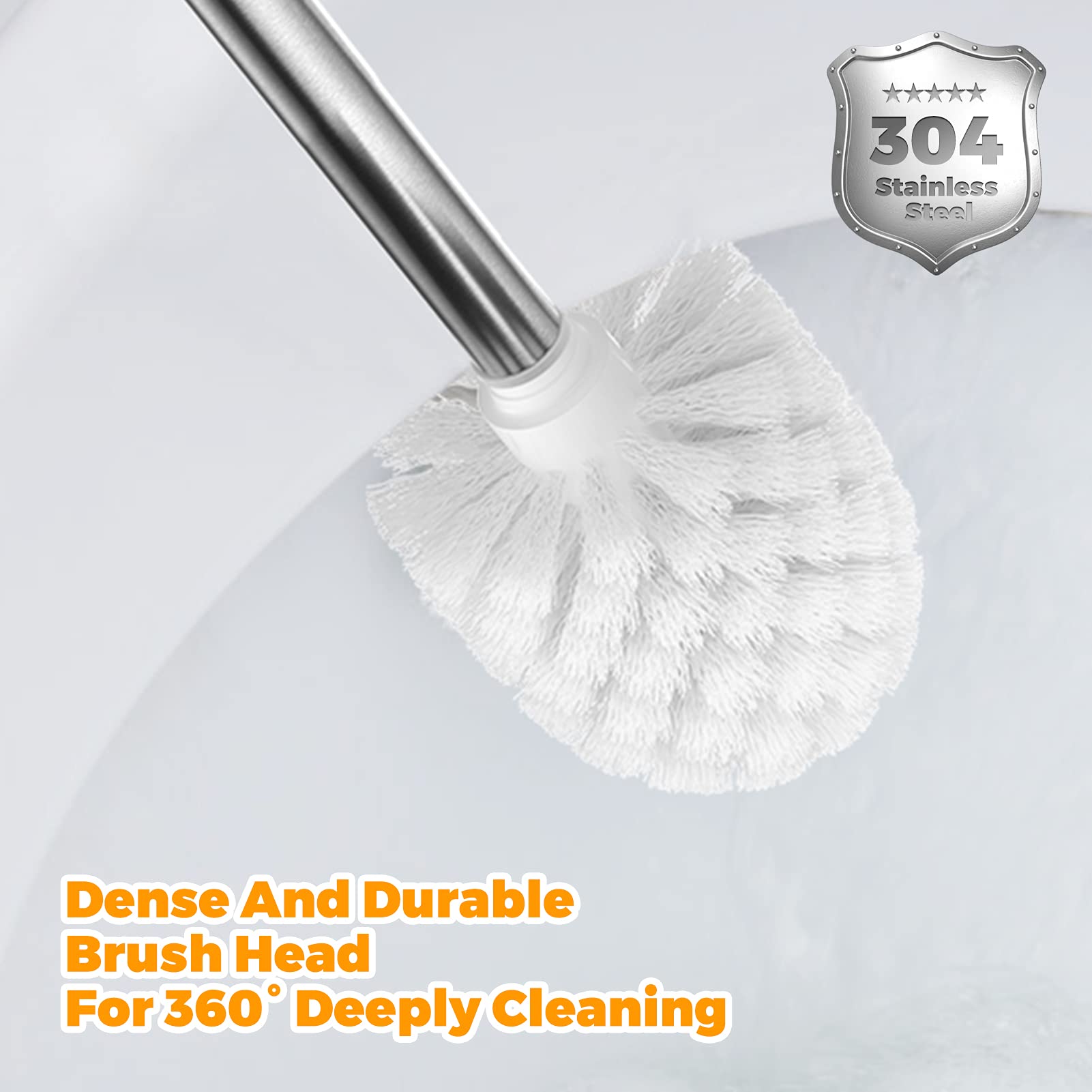 Jiga Toilet Brush And Holder, Stainless Steel Toilet Bowl Brush, Bathroom Toilet Bowl Scrubber Brush With Stiff Bristles