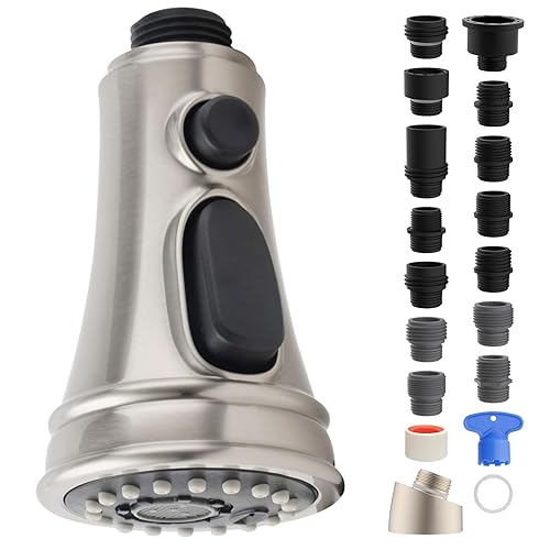 Pull Down Spray Head 3 Modes For Kitchen Faucet, Kitchen Sink Faucet Sprayer Nozzle Replacement Part With 9 Adapters, Kitchen Fa