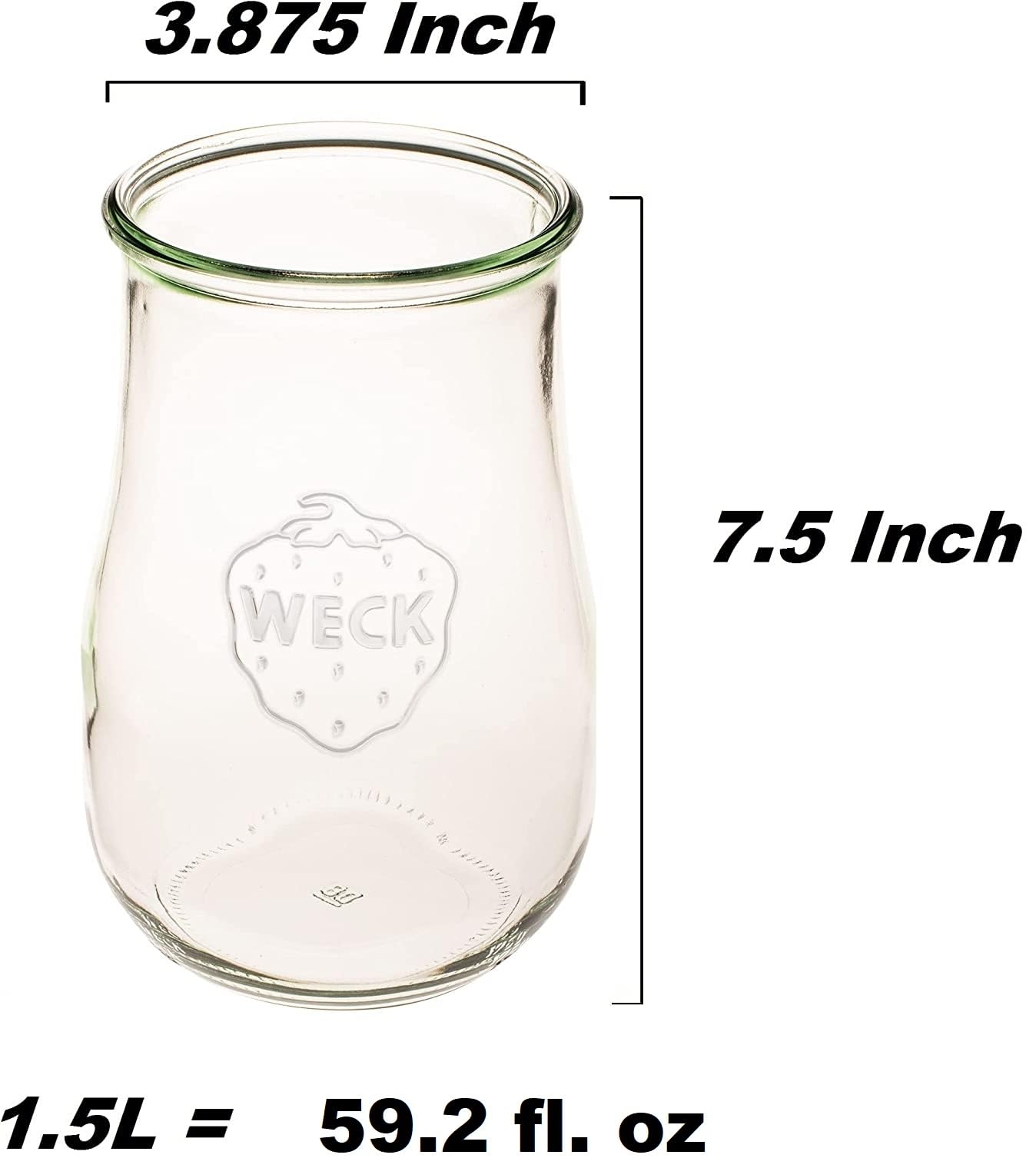 Weck Jars - Weck Tulip Jars 1.5 Liter- Large Glass Jars For Sourdough - Starter Jar With Glass Lid - Wide Mouth - Suitable For C