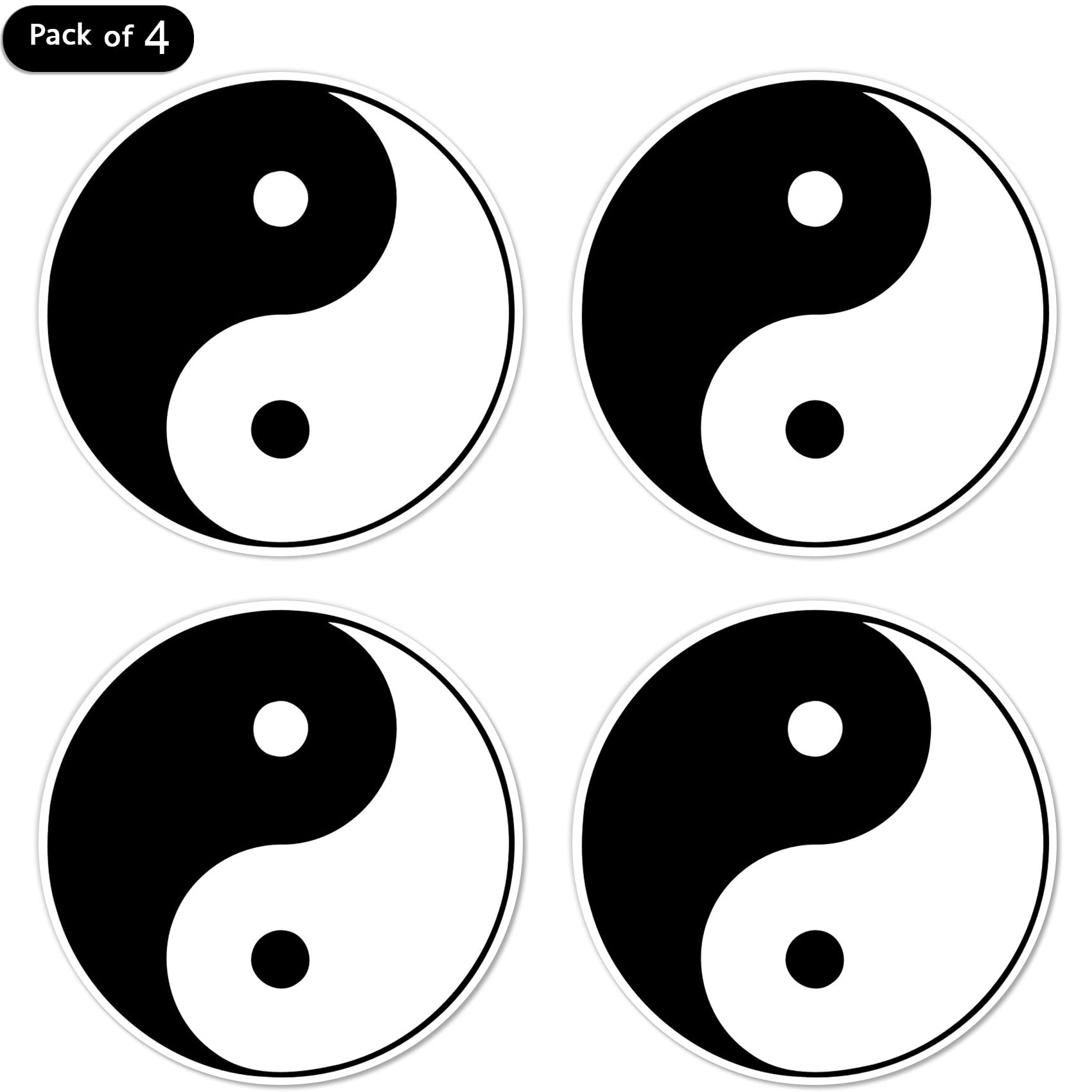 Dealzepic - Round Yin And Yang Symbol Sign - Self Adhesive Peel And Stick Vinyl Decal/Bumper Sticker - 3.94 Inches In Diameter |