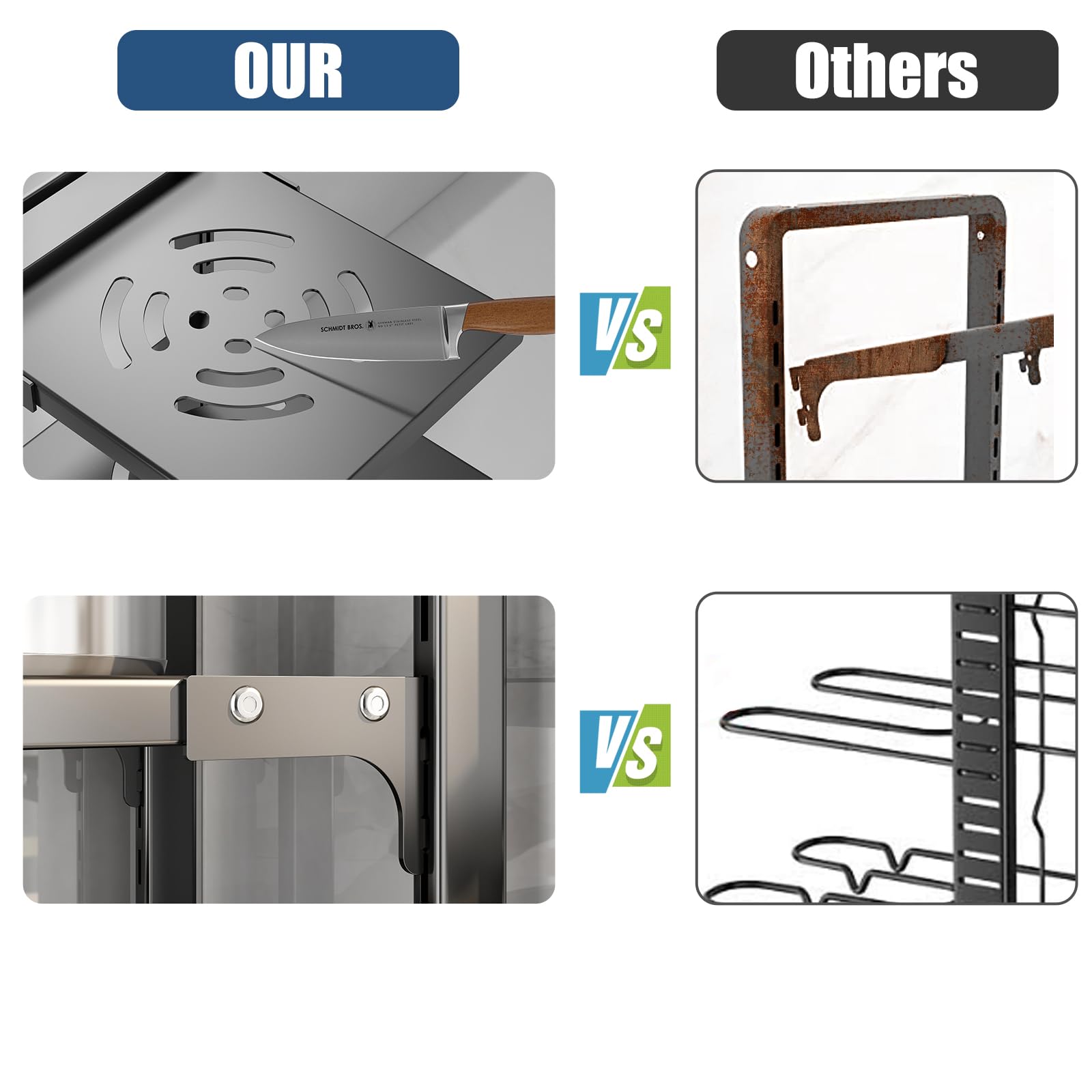 Pot Rack Organizers:Casonnik 7-Tier Adjustable Heavy Duty Pan Organizer Rack For Cabinet