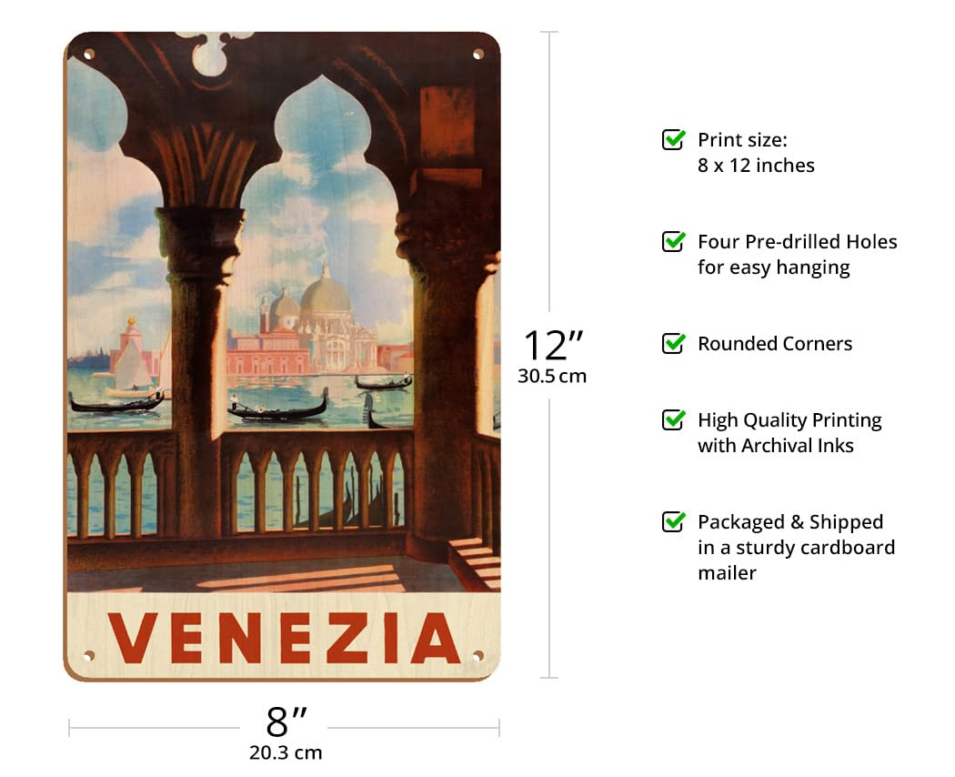 Venezia (Venice) Italy - Gondolas On Grand Canal - St. Mark'S Basilica (Basilica Di San Marco) - Vintage Travel Poster C.1938-8
