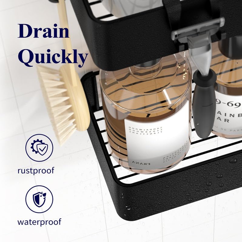 Kitsure Large Shower Caddy - 2 Pack Adhesive Shower Organizer, Drill-Free Shower Shelves For Inside Shower, Rustproof Stainless