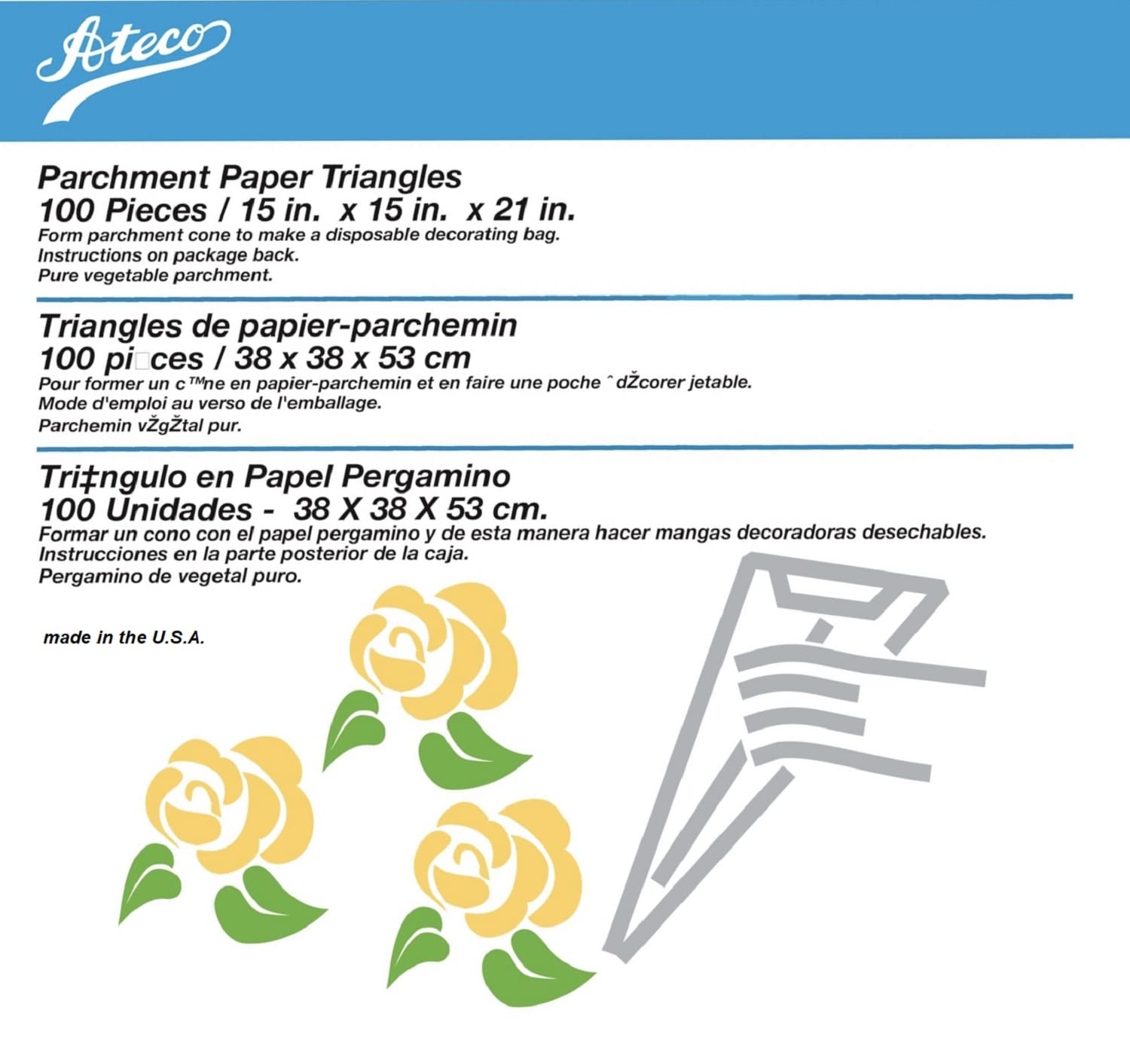 Ateco Parchment Triangle, 100-Pack