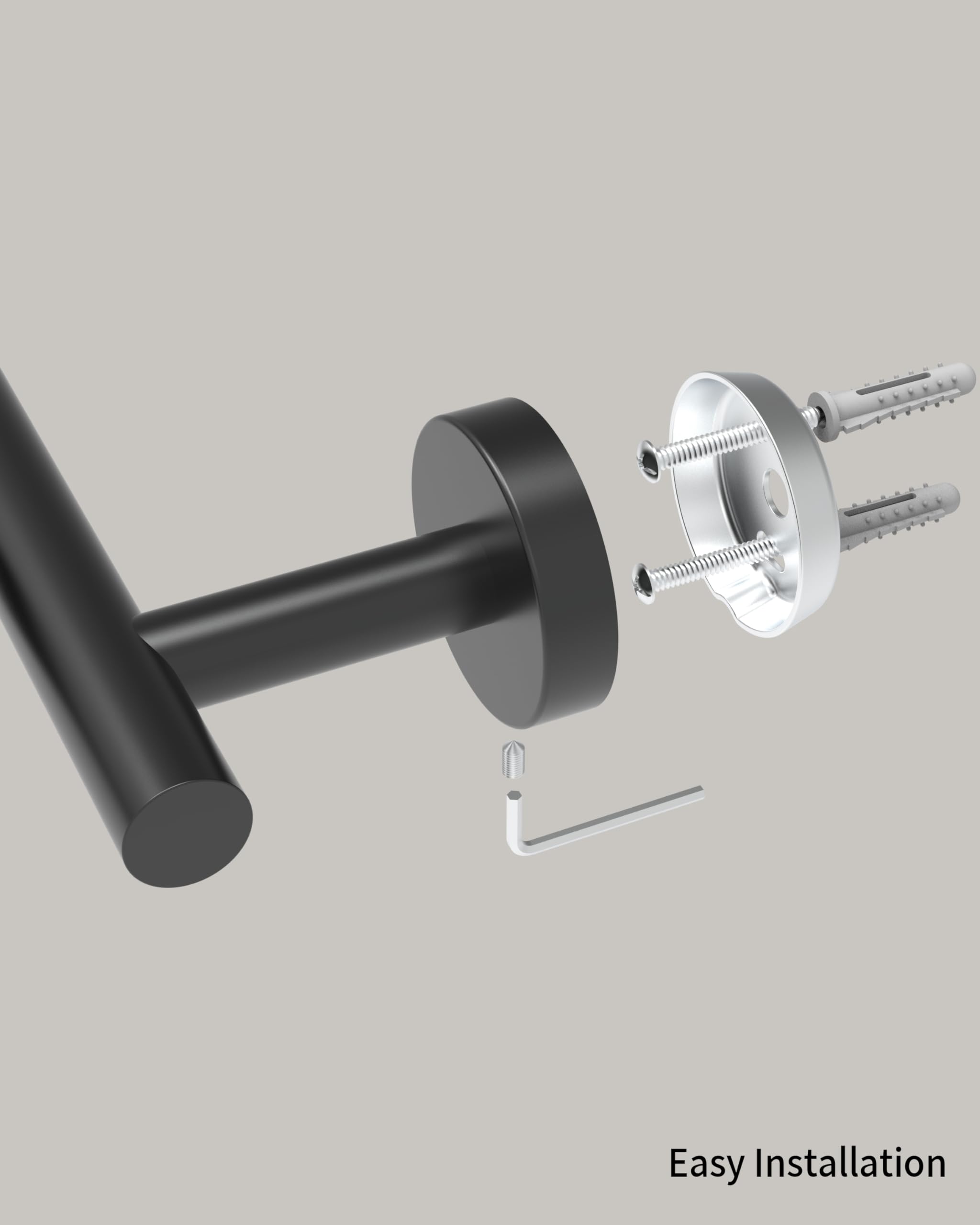 Wzkaly Black Towel Bar, 22 Inch 304 Stainless Steel Towel Rack Bathroom, Towel Holder Black Wall Mount, Total Length 24 Inch