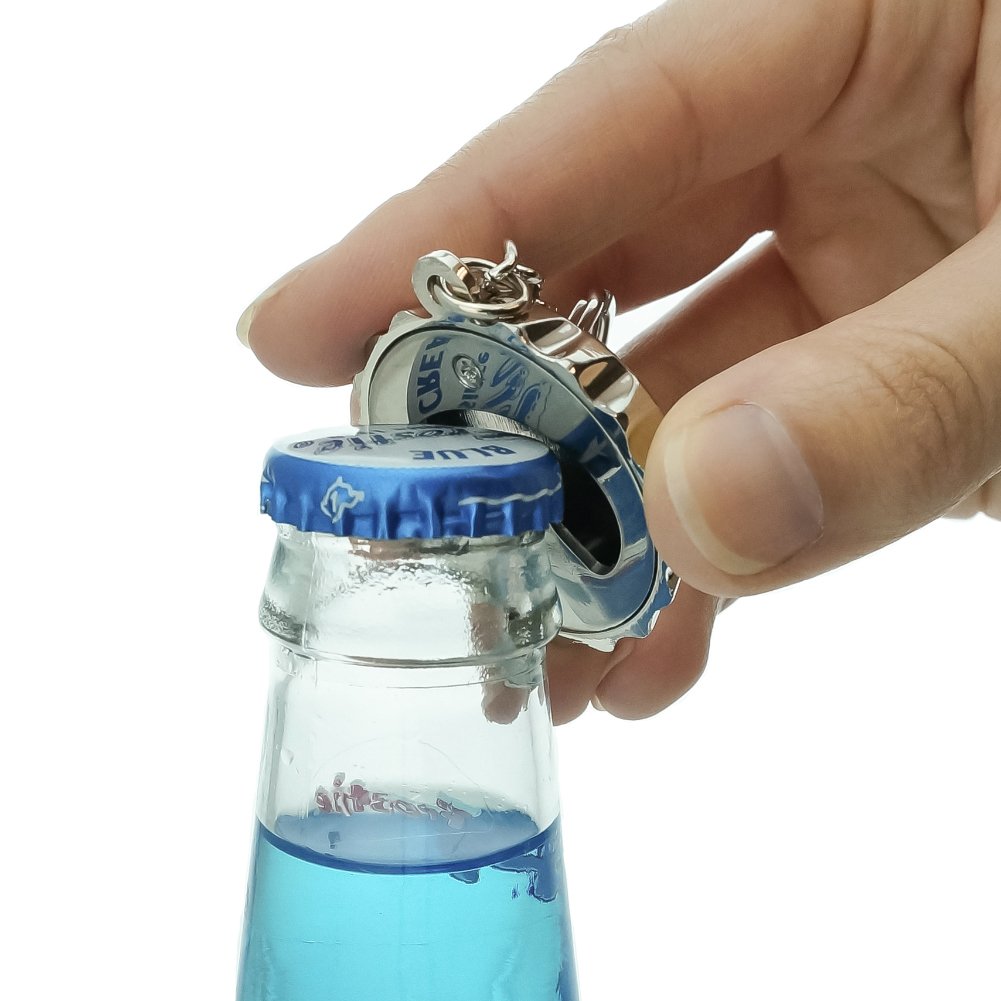 Screaming Goat Keychain Chrome Plated Metal Pop Cap Bottle Opener