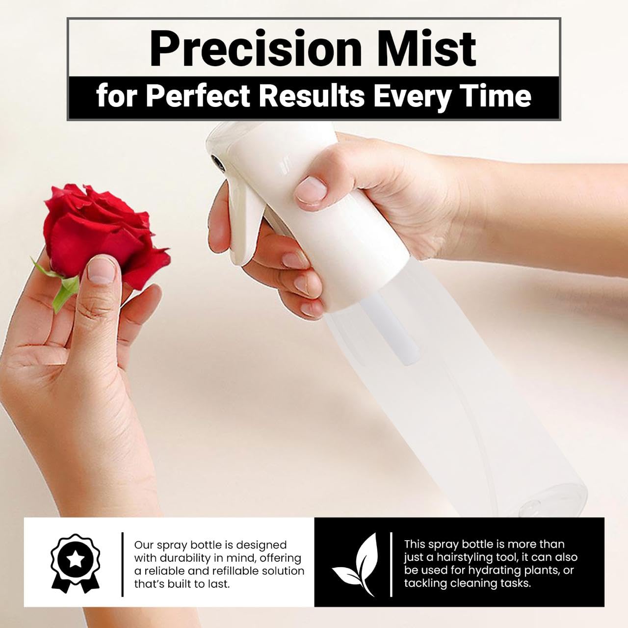 Practix Continuous Ultra Fine Mist Spray Bottle - 16.9 Oz For Hair, Hairstyling, Salon Use, And Cleaning | Versatile Water Misti