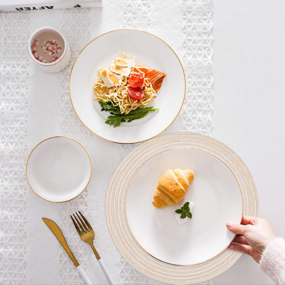 Topotdor 14 Inch Round Placemats Heat-Resistant Stain Resistant Anti-Skid Washable Polyproplene Table Mats Placemats (Beige  Set of 6)