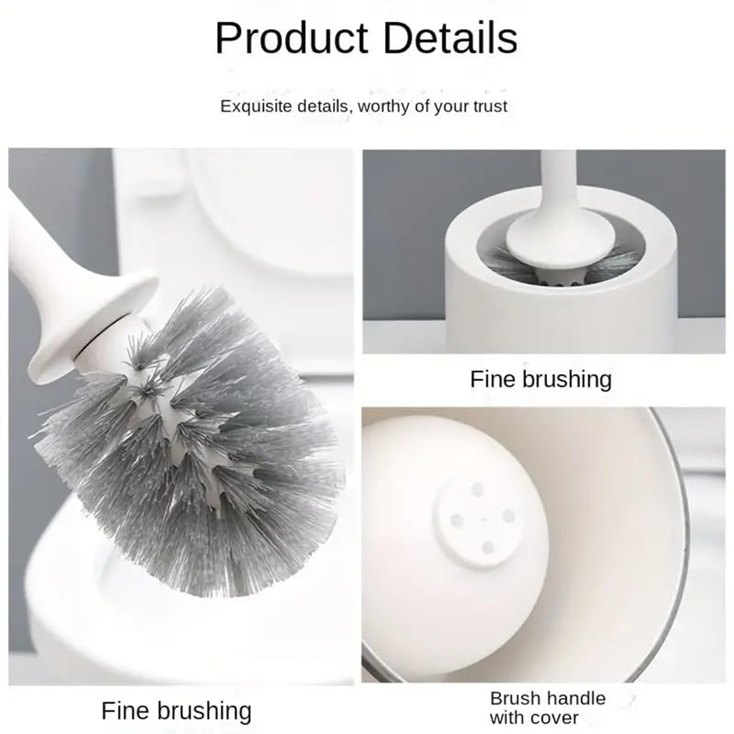 Toilet Cleaning Brush And Holder Set Free Stand Long Handle Bathroom Sleek Toilet Bowl Cleaner Brush With Stand, Pot Commode Bat