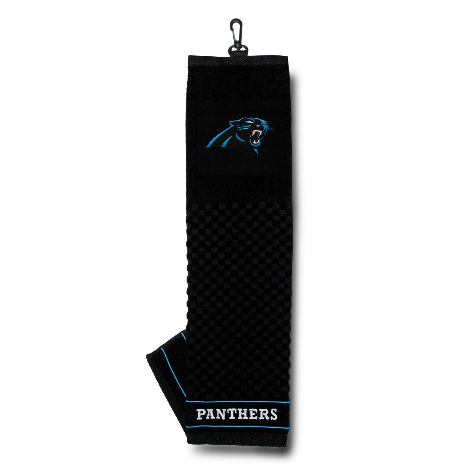 Team Golf NFL Carolina Panthers Embroidered Golf Towel Embroidered Golf Towel, Checkered Scrubber Design, Embroidered Logo