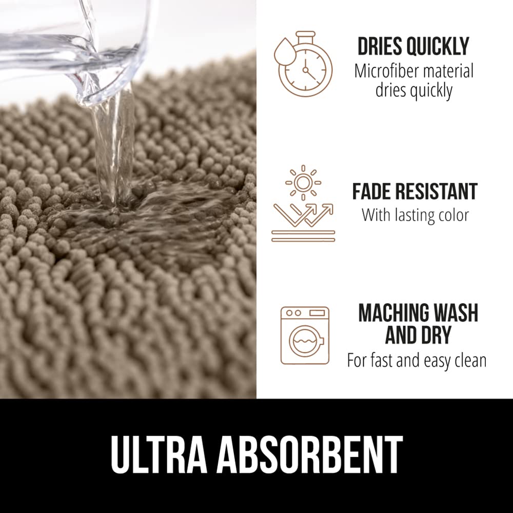 Gorilla Grip Bath Rug  48x24  Thick Soft Absorbent Chenille Rubber Backing Bathroom Rugs  Microfiber Dries Quickly  Shaggy Machine Washable Mats  Plush Durable Rug  Bathtub and Shower Floor  Beige