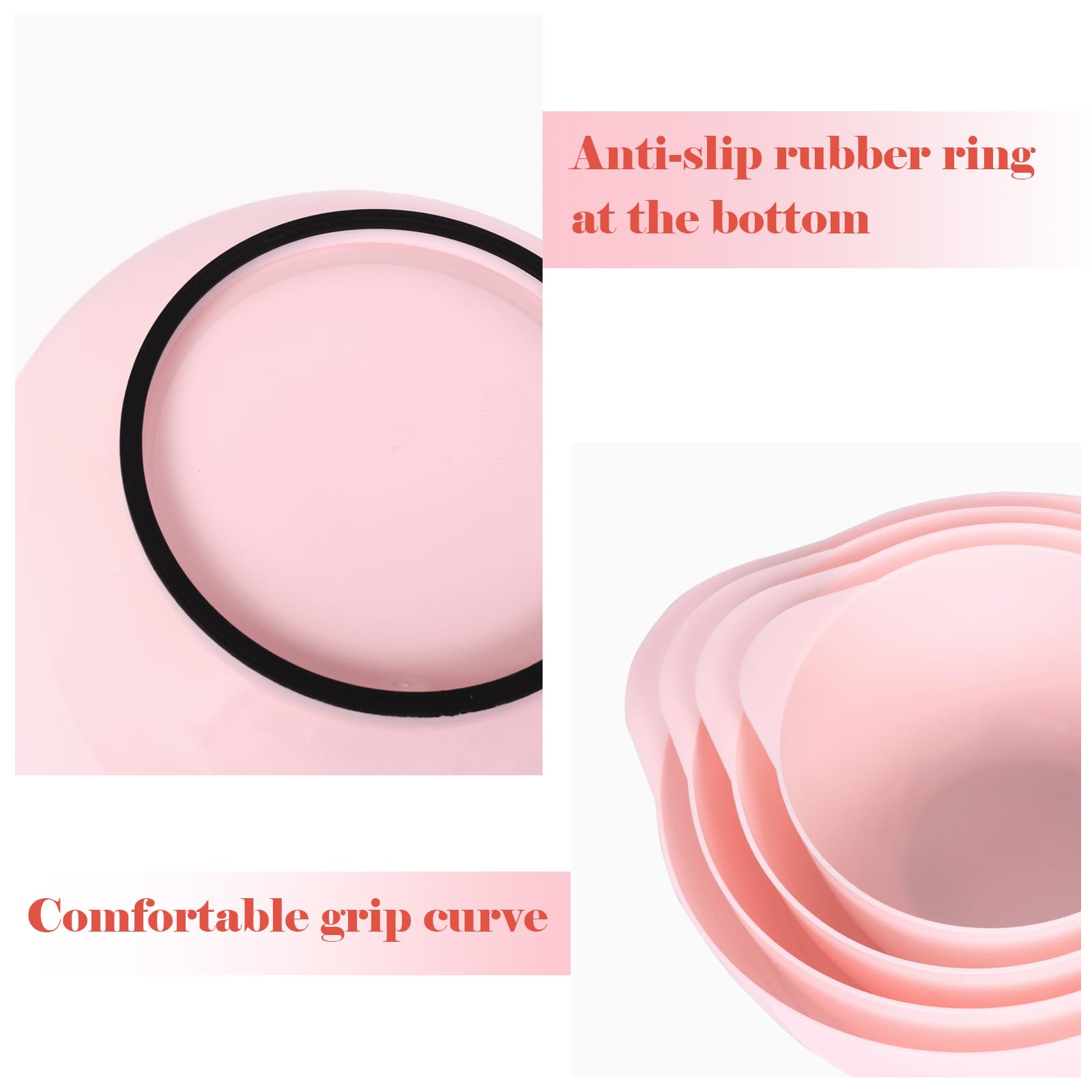 Boxedhome Nesting Plastic Mixing Bowl Set, 4 Piece Mixing Bowl Set With Pour Spouts, Size 1.7, 2.5, 3.5 And 4.5Qt, For Prepping,