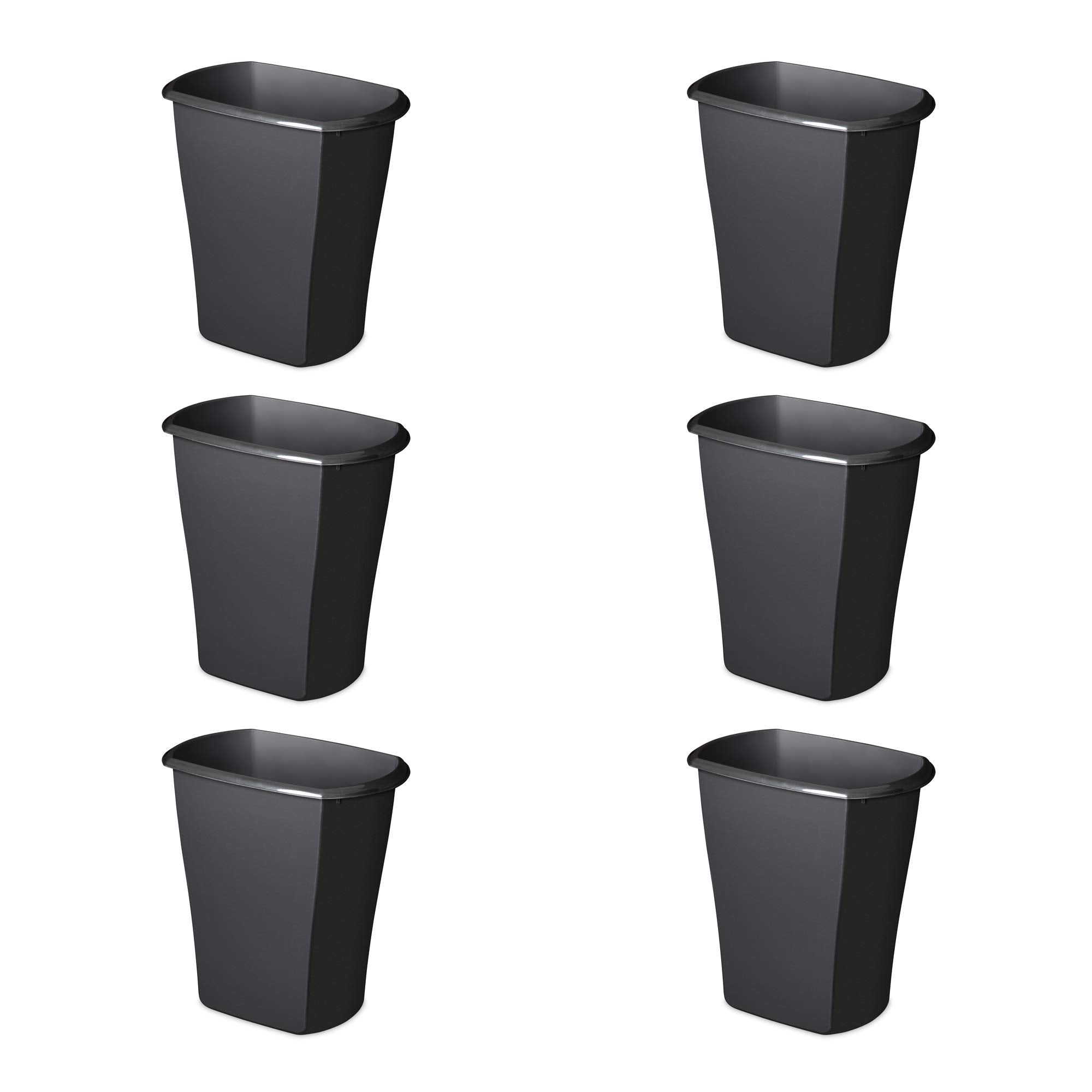 Sterilite 3 Gallon Rectangular Wastebasket, Small Plastic Trash Can For The Bathroom, Bedroom, Dorm Room Or Home Office, Black,