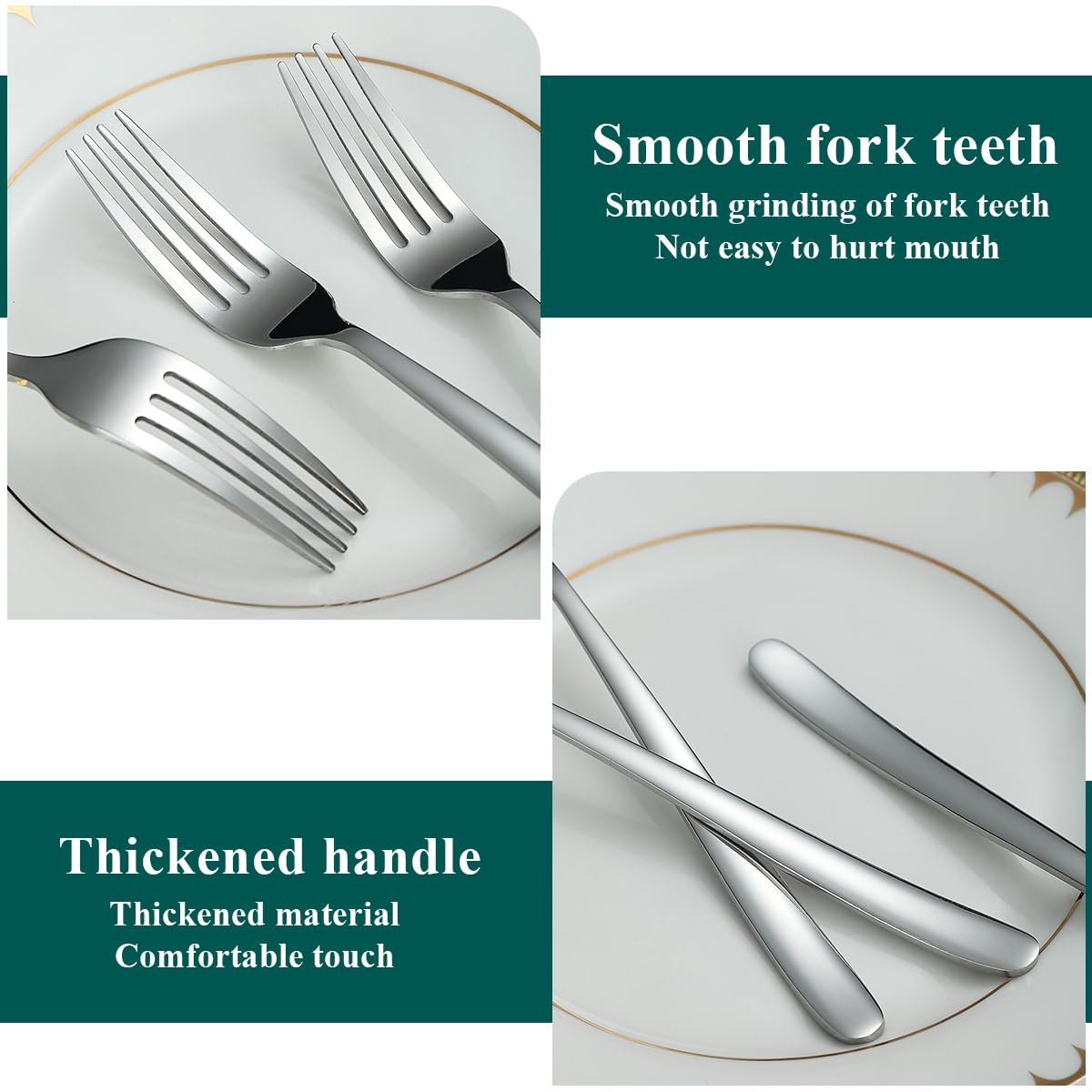 Kyraton Dinner Forks Set Of 12, 8.15'' Stainless Steel Table Forks Silverware Set For Home, Restaurant, Hotel, Dishwasher Safe