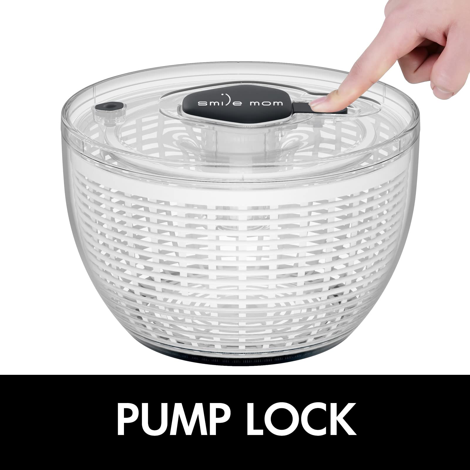 Smile Mom Salad Spinner Large Lettuce Spinner Kitchen Gadgets, Large Salad Spinner Vegetable Washer, High Efficiency For Kitchen