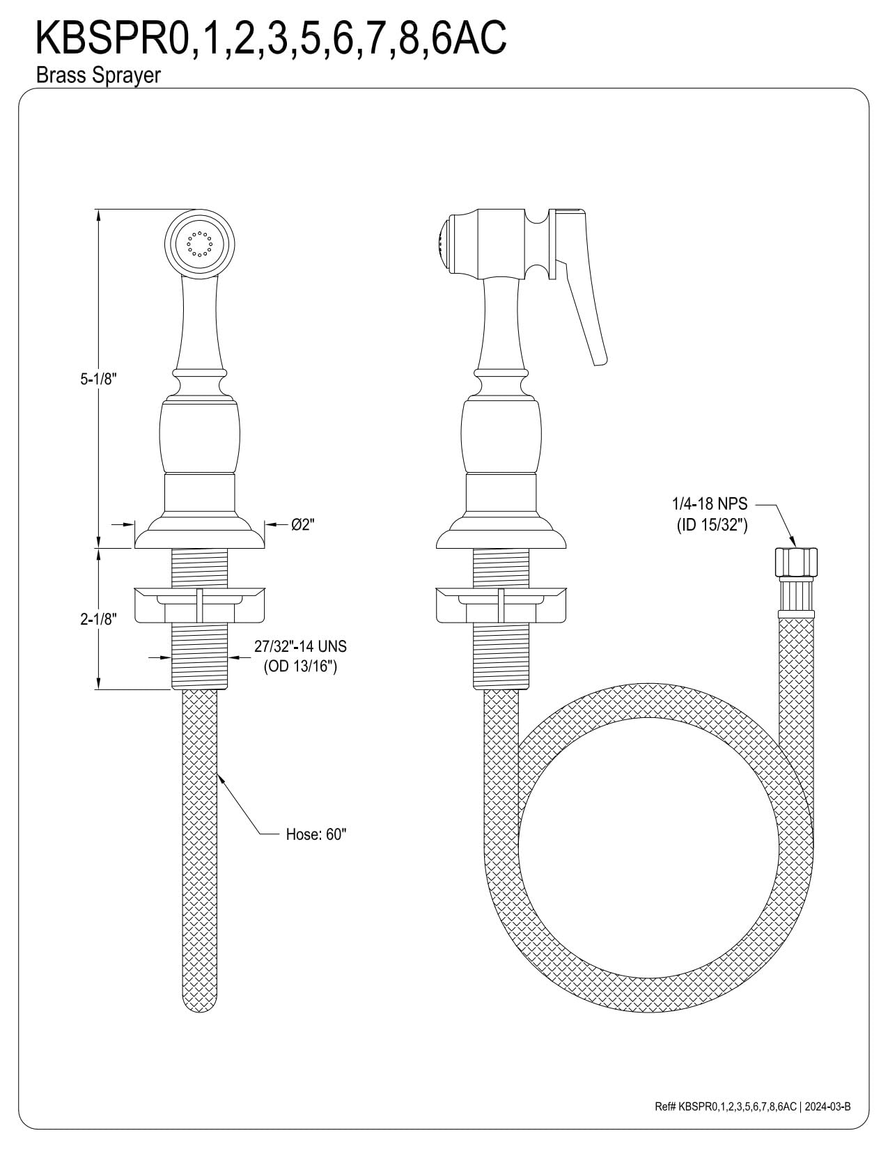 Kingston Brass KBSPR6 Kitchen Faucet Side Sprayer  Polished Nickel