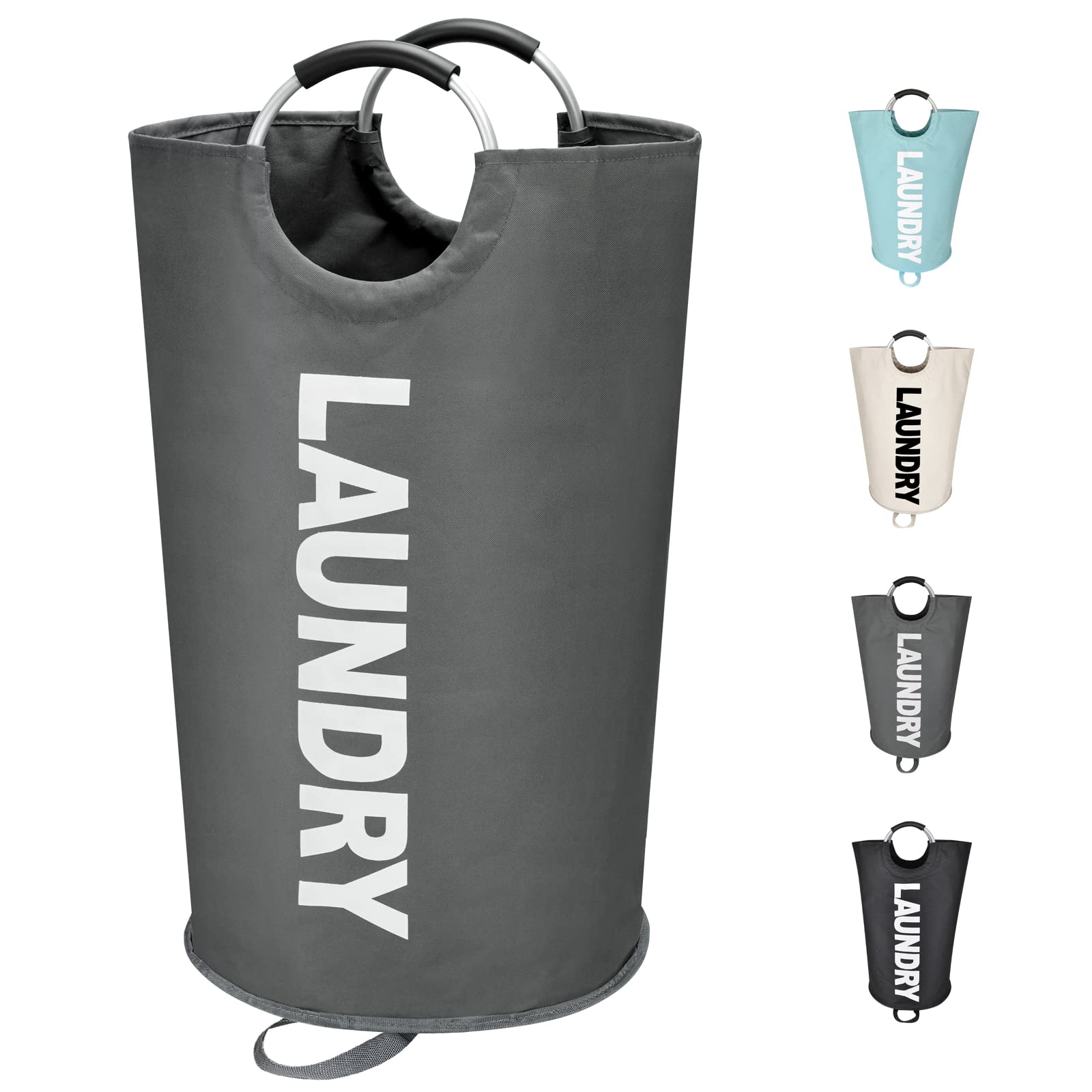 Maxsilan 90L Large Laundry Basket, Freestanding Tall Clothes Hamper, Collapsible Laundry Bag, Waterproof With Foam Protected Alu