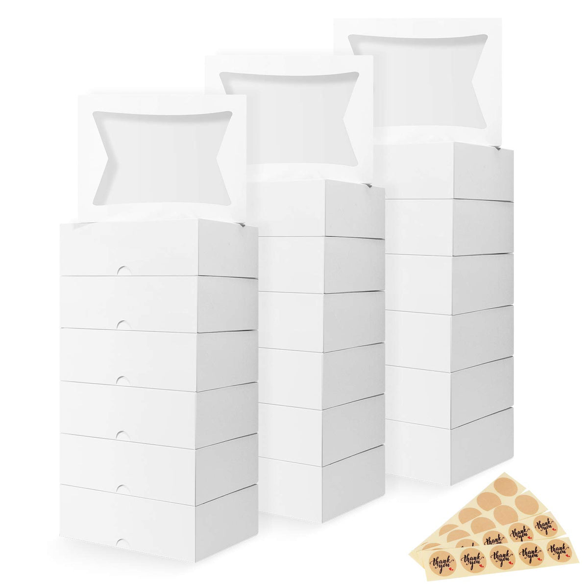 Eupako Cookie-Boxes-With-Window-8X6X2.5-Inhces-25Pcs-Auto-Popup-Brown-Treat-Boxes For Bakery, Donuts, Candy, Pastry, Cupcakes, B