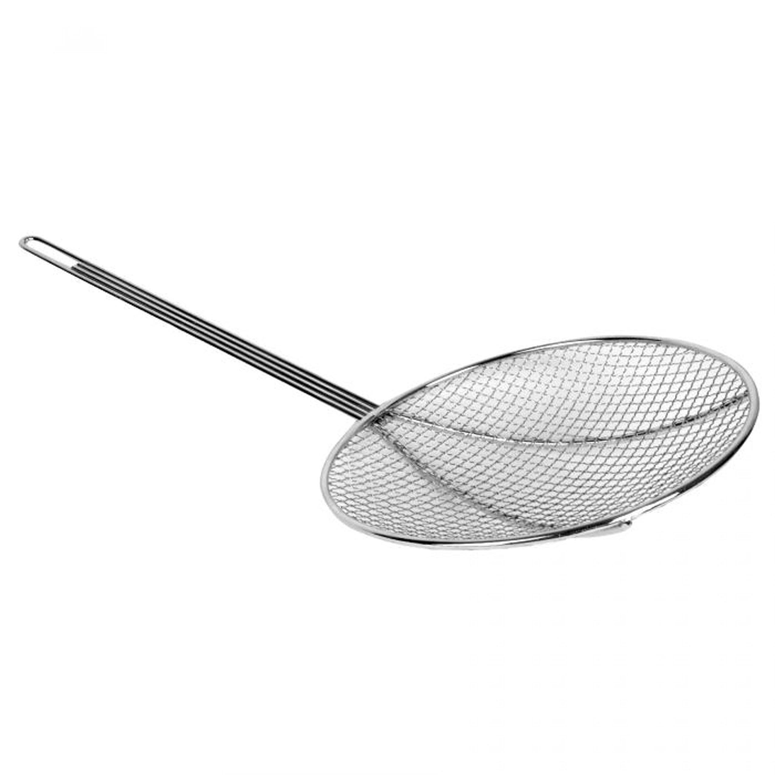Truecraftware- 6-Inch Round Wire Skimmer 13'' Handle Length Nickel Plated - Kitchen Utensil Food Strainer Skimmer Spoon For Cook