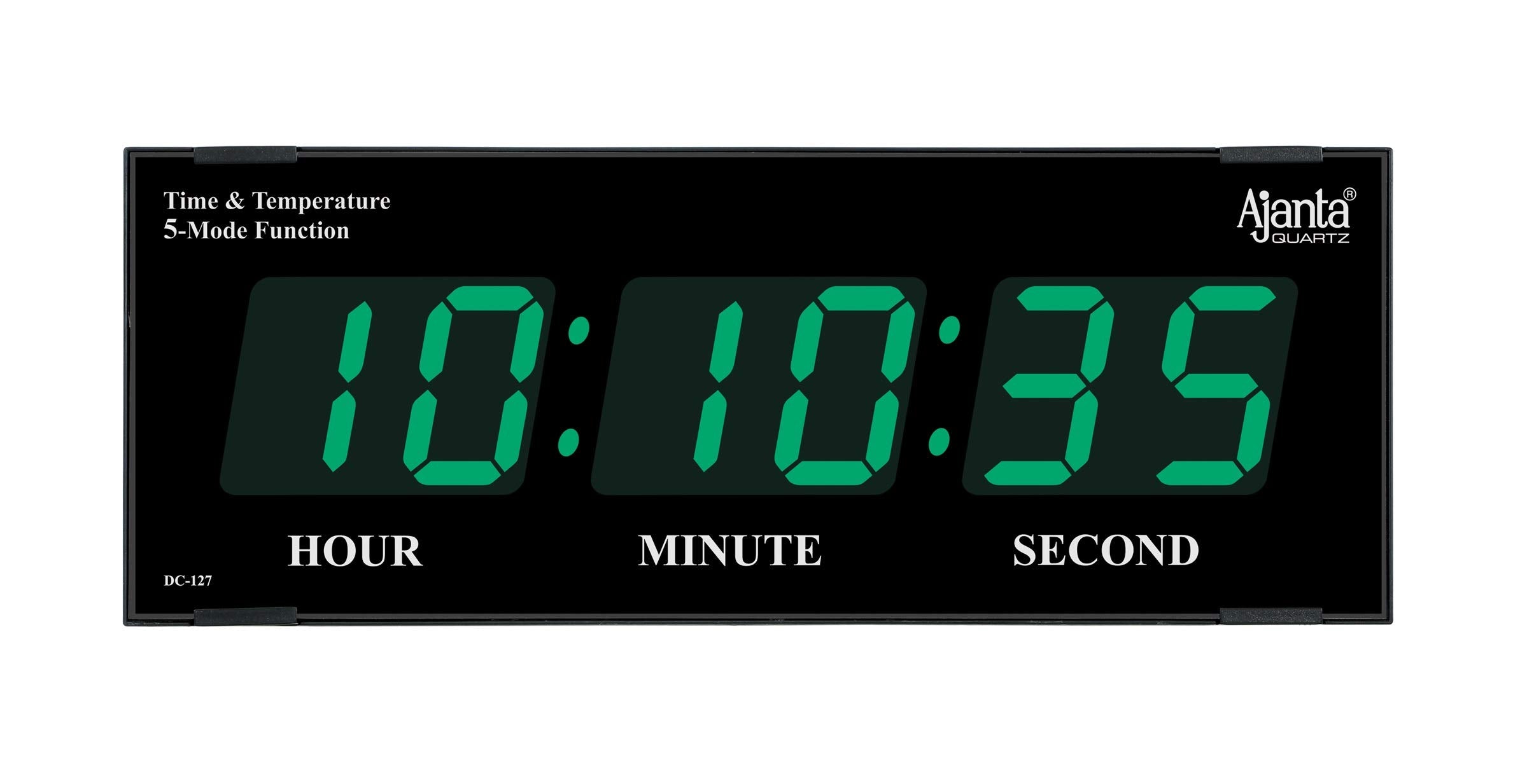 Ajanta Quartz Digital Wall Clock For Home And Office (Green Led_36 X 14 X 3 Cm)(Plastic)